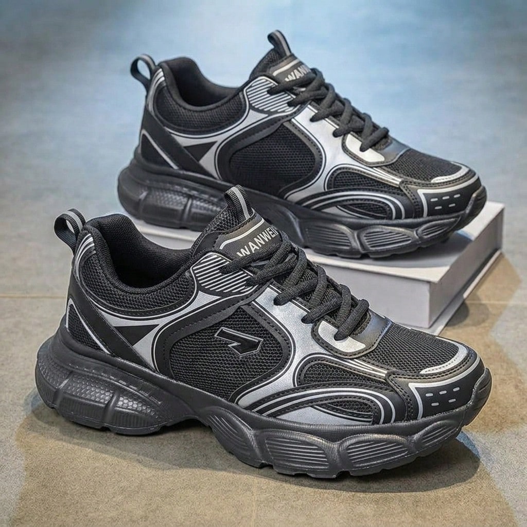 Chaussures de sport pour hommes à motif laser dégradé - Maille respirante et semelle EVA, — vue 8