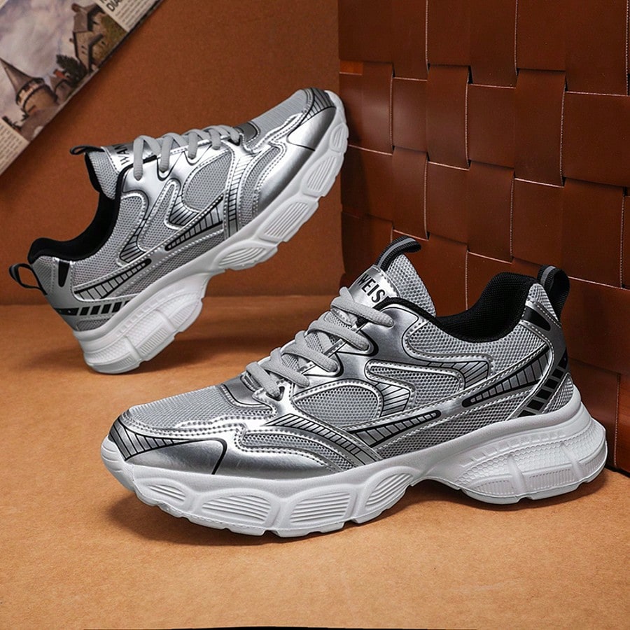 Chaussures de sport pour hommes à motif laser dégradé - Maille respirante et semelle EVA, — vue 12