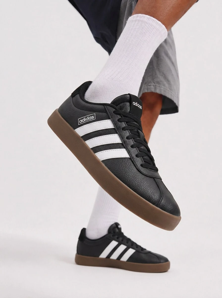 Baskets Adidas VL Court homme à lacets, semelle antidérapante, style héritage