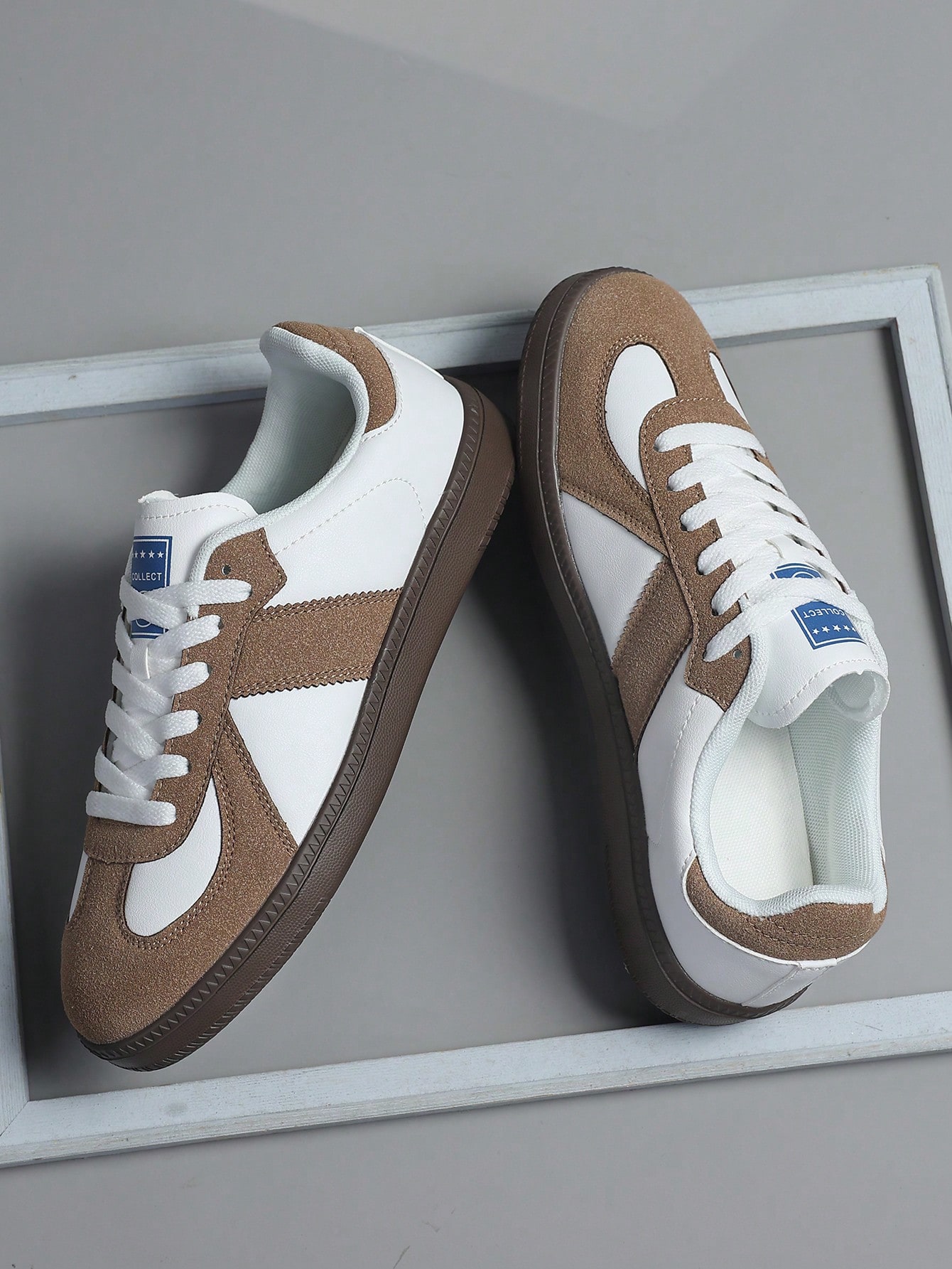 Chaussures d'entraînement vintage marron pour hommes, baskets à semelle souple et légère, — vue 3