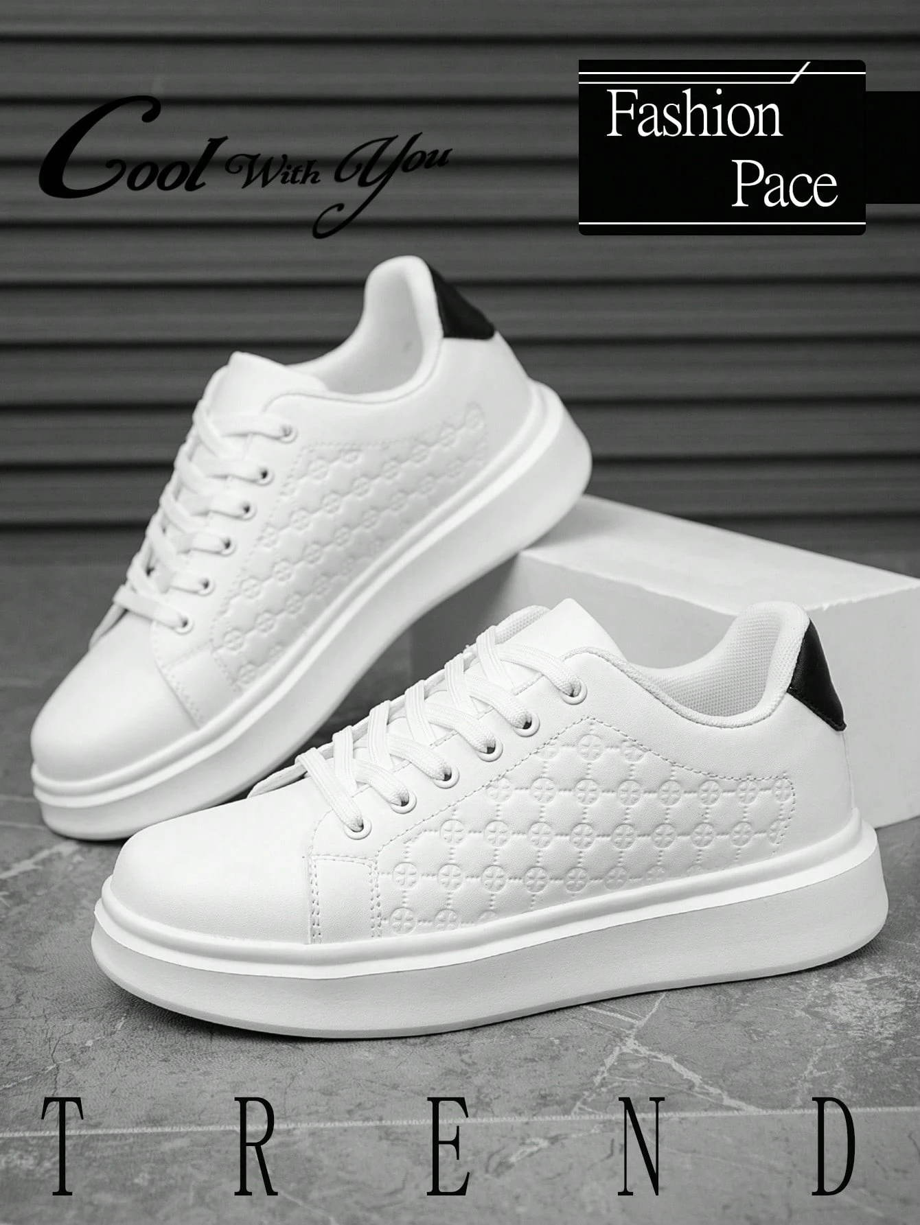 Baskets de sport confortables à carreaux noirs classiques pour hommes, chaussures de rue — vue 12