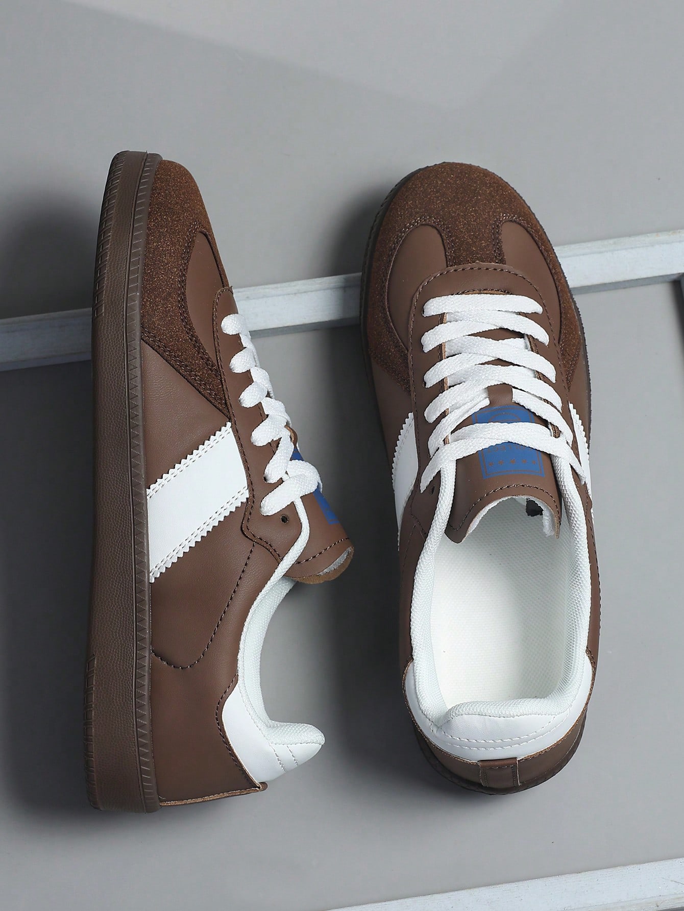 Chaussures d'entraînement vintage marron pour hommes, baskets à semelle souple et légère, — vue 10