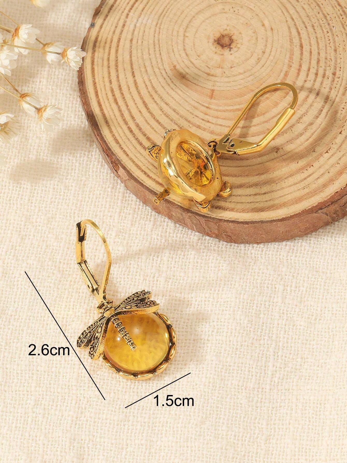 1 Paire Boucles D'oreilles De Style Bohème En Forme De Libellule Vintage Avec Pendentif — vue 5
