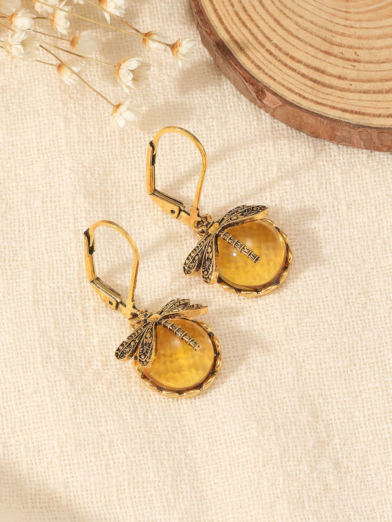 1 Paire Boucles D'oreilles De Style Bohème En Forme De Libellule Vintage Avec Pendentif — vue 4