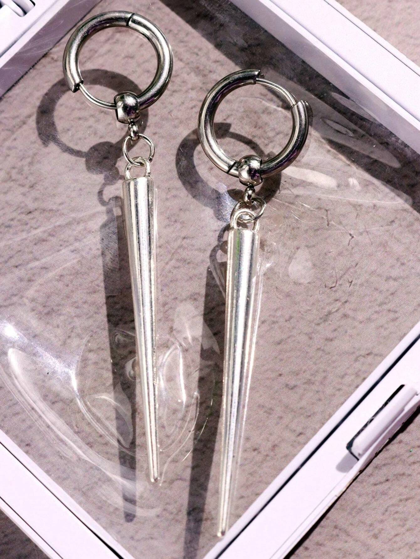 1 paire de boucles d'oreilles en alliage conique et piquante, style punk gothique hip-hop — vue 6
