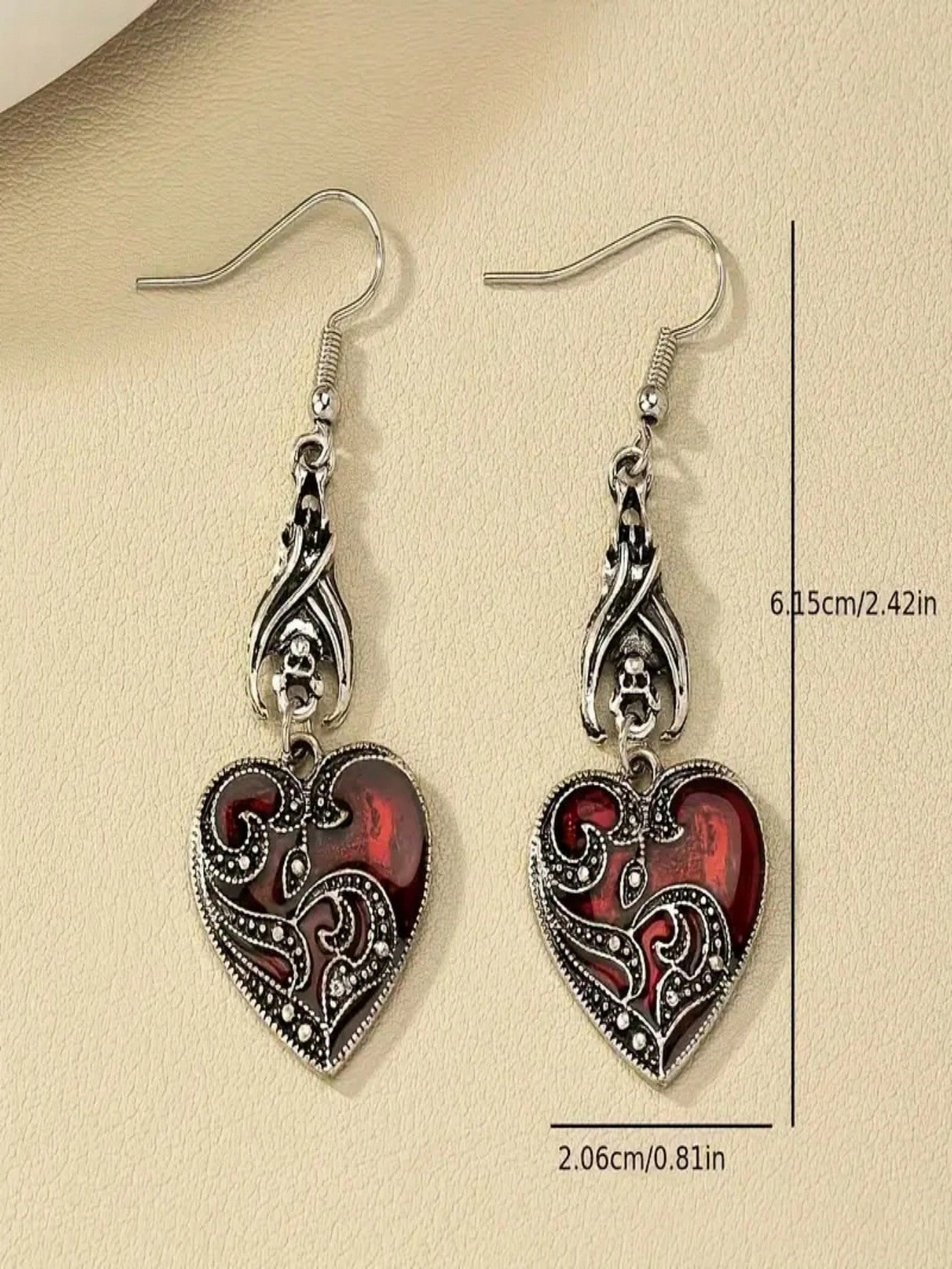 1 paire de boucles d'oreilles gothiques pendantes en alliage en forme de chauve-souris et — vue 2