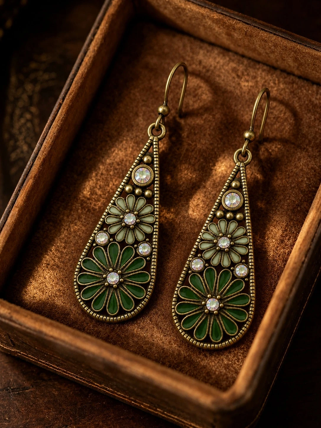 1 paire de boucles d'oreilles vintage à fleurs en forme de larme pour femmes, boucles — vue 7