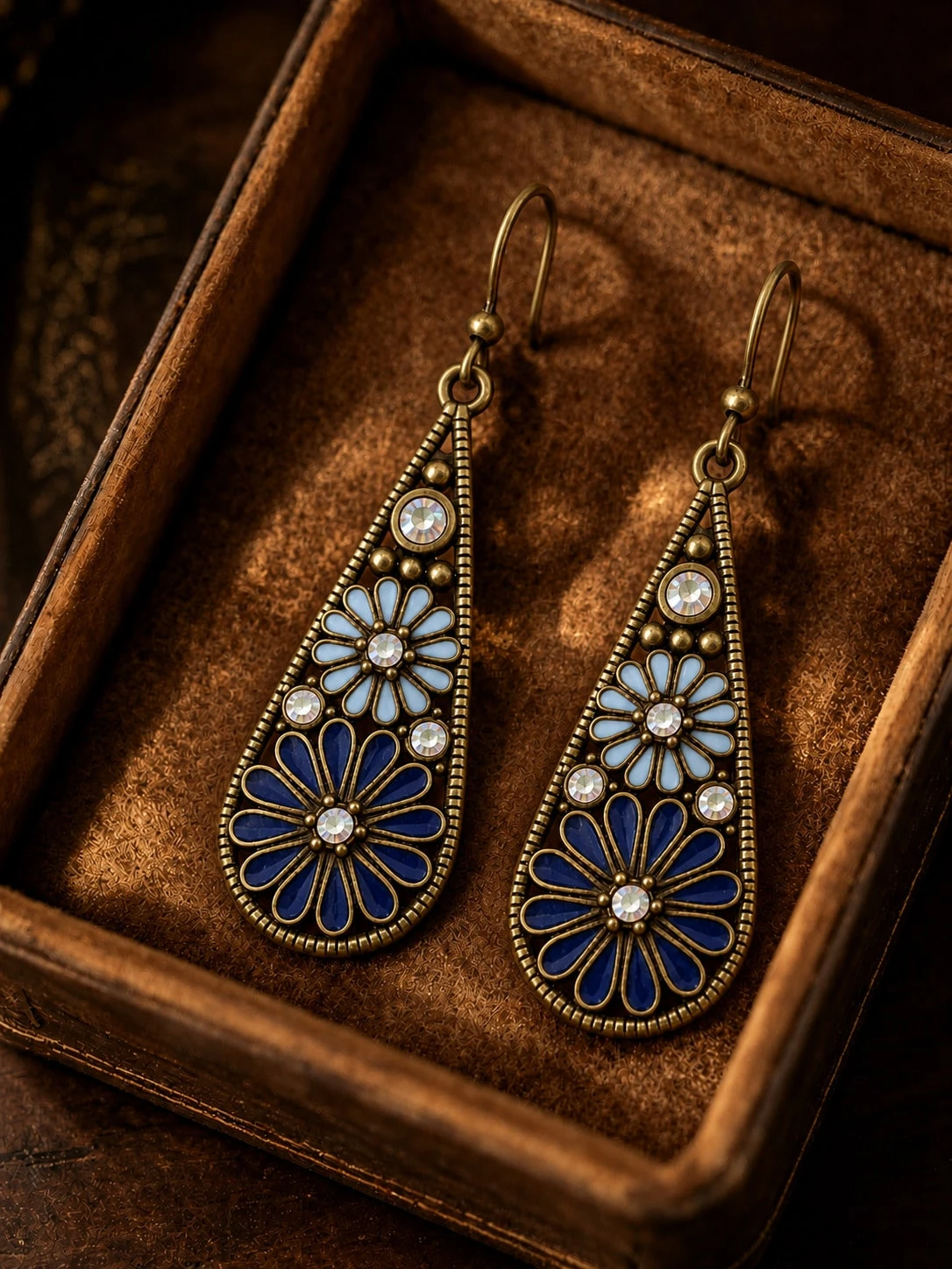 1 paire de boucles d'oreilles vintage à fleurs en forme de larme pour femmes, boucles — vue 11