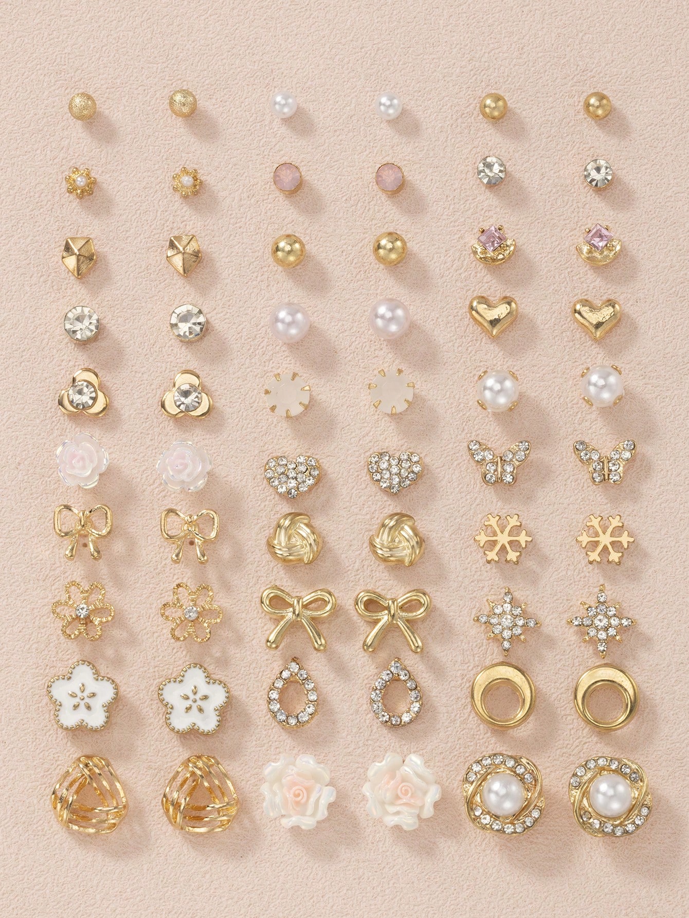 30 paires de boucles d'oreilles à tige de mode pour femmes, boucles d'oreilles combinées — vue 6