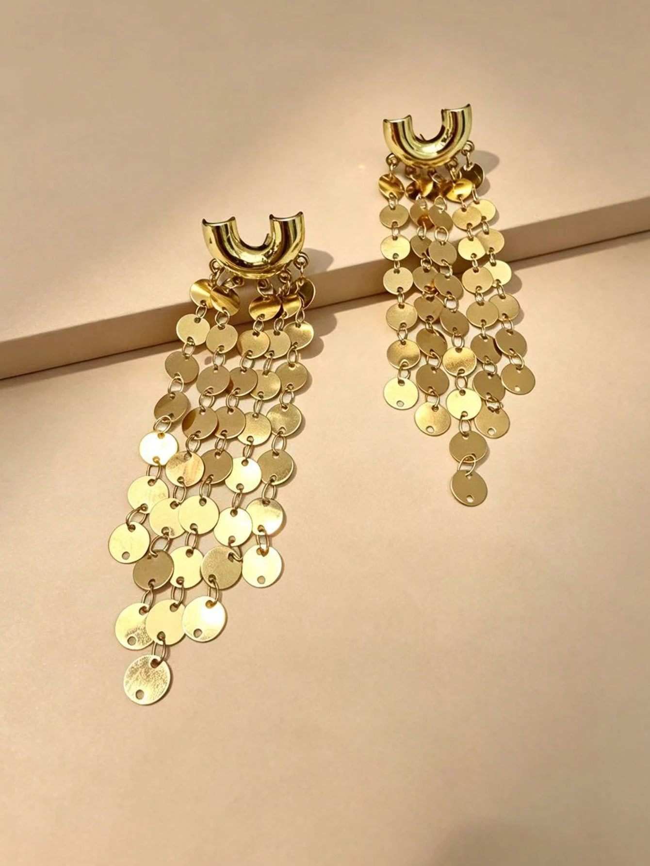 1 paire de boucles d'oreilles pendantes en forme de cœur avec longues franges, style — vue 5