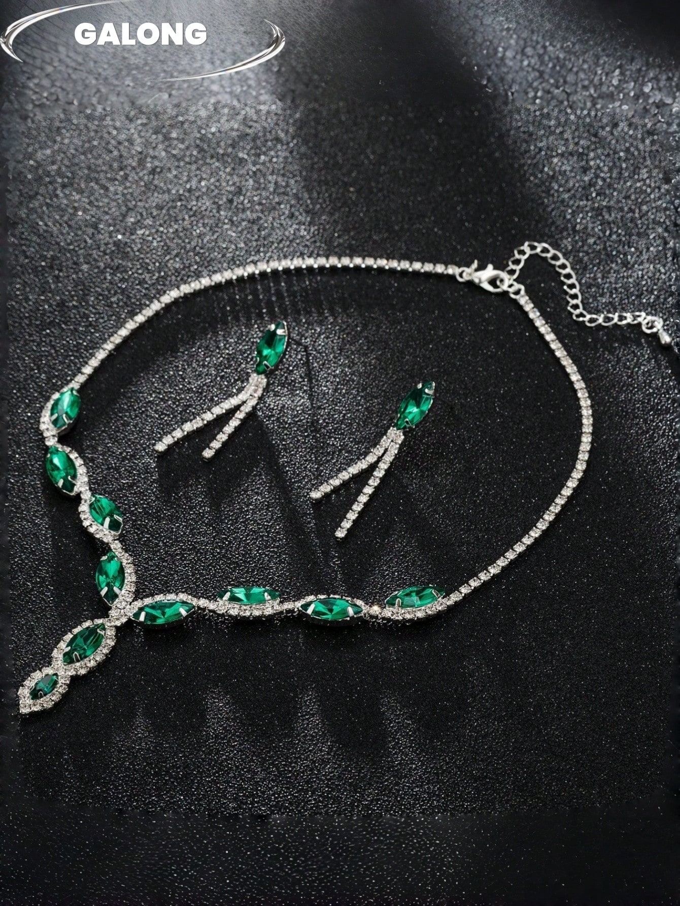 Ensemble de bijoux de luxe avec strass en forme de marquise et franges pour femmes, — vue 2