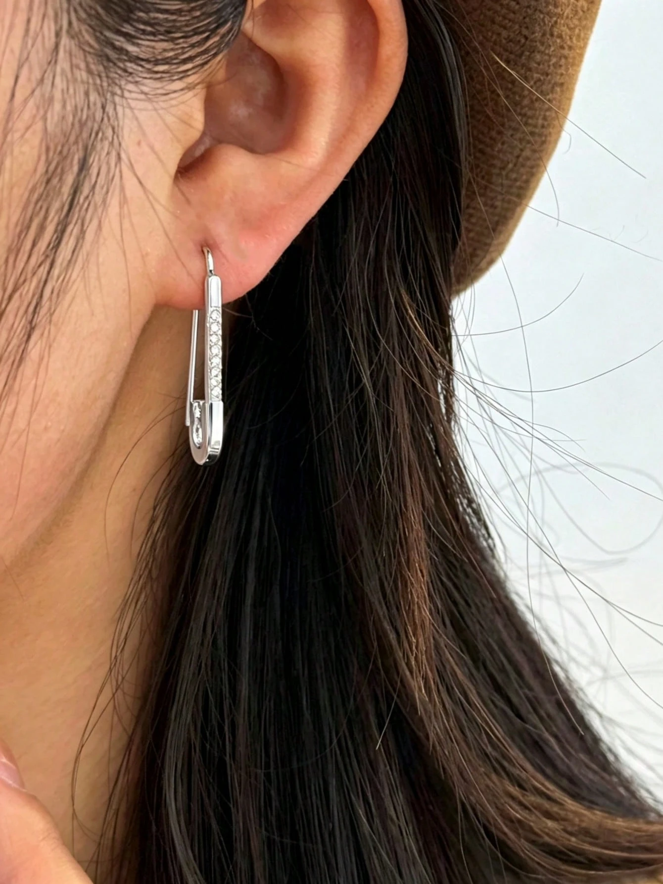 1 paire de boucles d'oreilles clous en forme de trombone, design minimaliste exquis de — vue 3