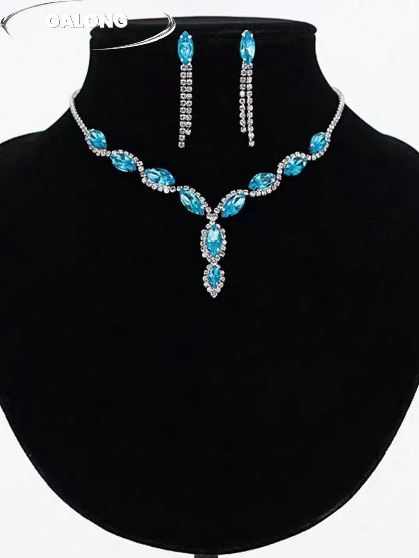 Ensemble de bijoux de luxe avec strass en forme de marquise et franges pour femmes, — vue 6
