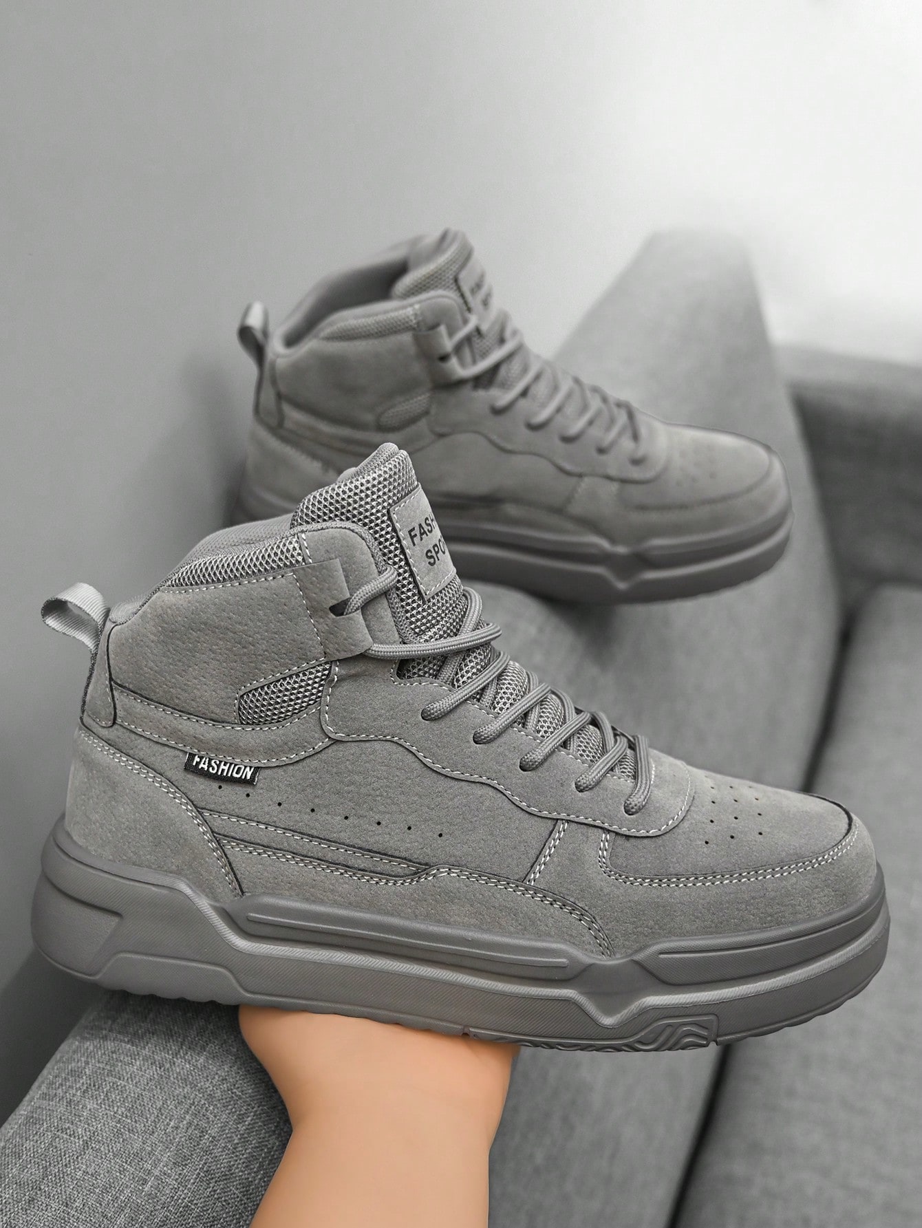 (Taille petite) Baskets patchwork noir et blanc pour hommes, design de niche à lacets