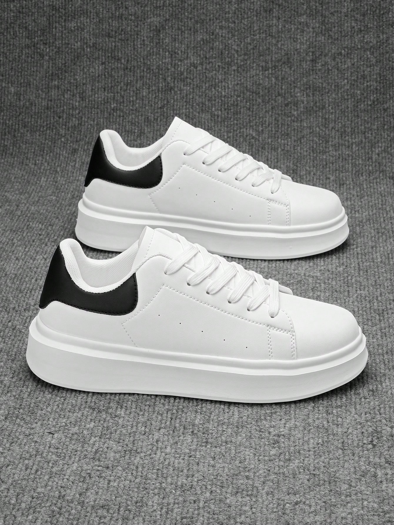 Baskets décontractées pour hommes de couleur unie, style minimaliste mode, lacets, — vue 5