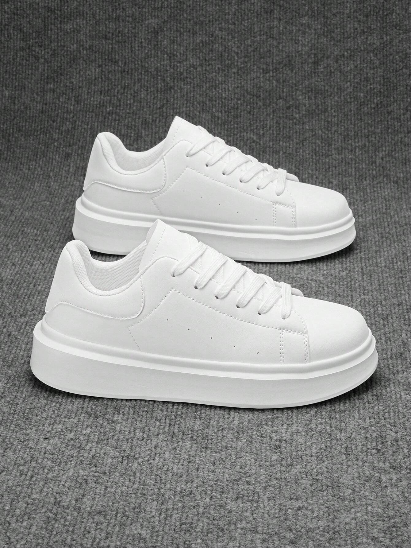 Baskets décontractées pour hommes de couleur unie, style minimaliste mode, lacets, — vue 4