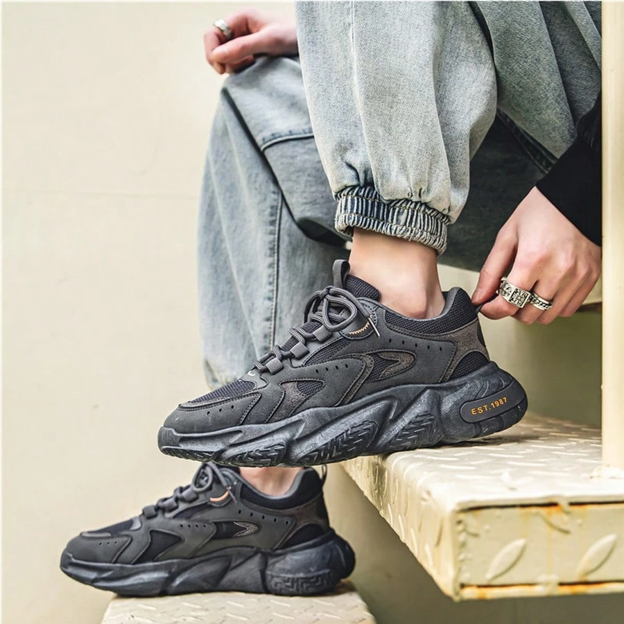XSPV Chaussures basses respirantes en maille pour hommes, chaussures de sport — vue 4