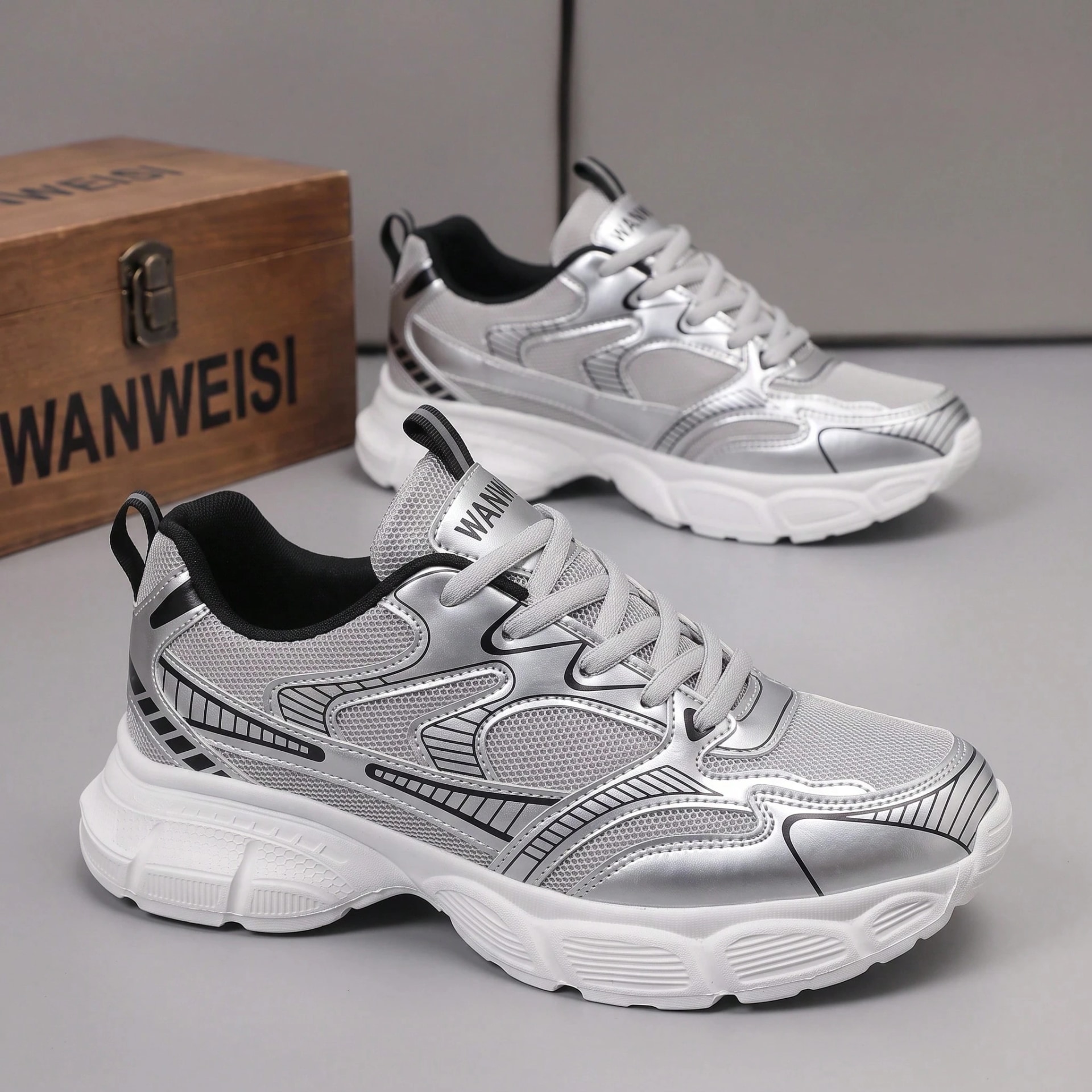 Chaussures de sport mode pour hommes - Chaussures de course décontractées, semelle — vue 2
