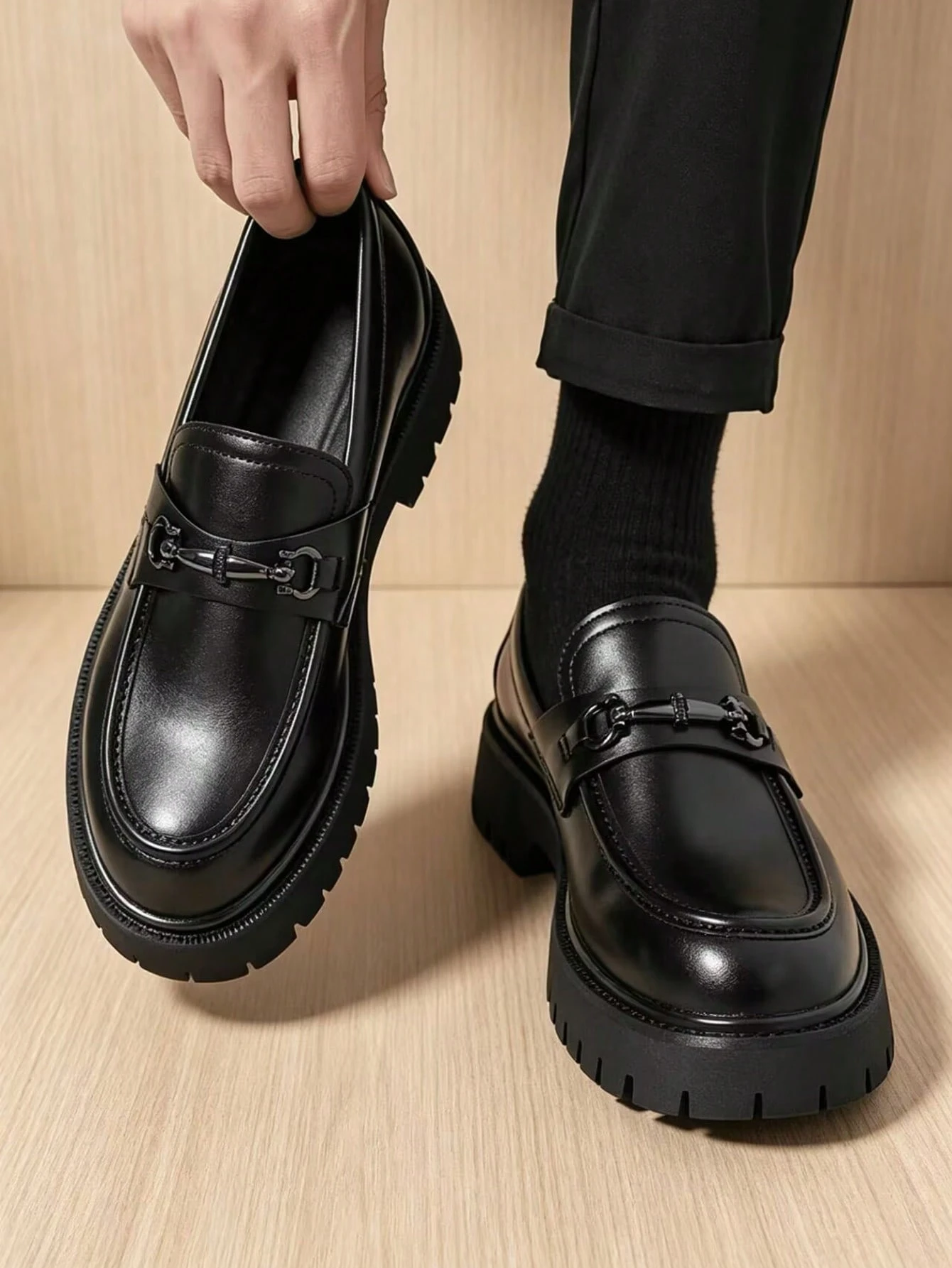 Mocassins sans lacets pour hommes, chaussures polyvalentes décontracté chic, chaussures à — vue 5