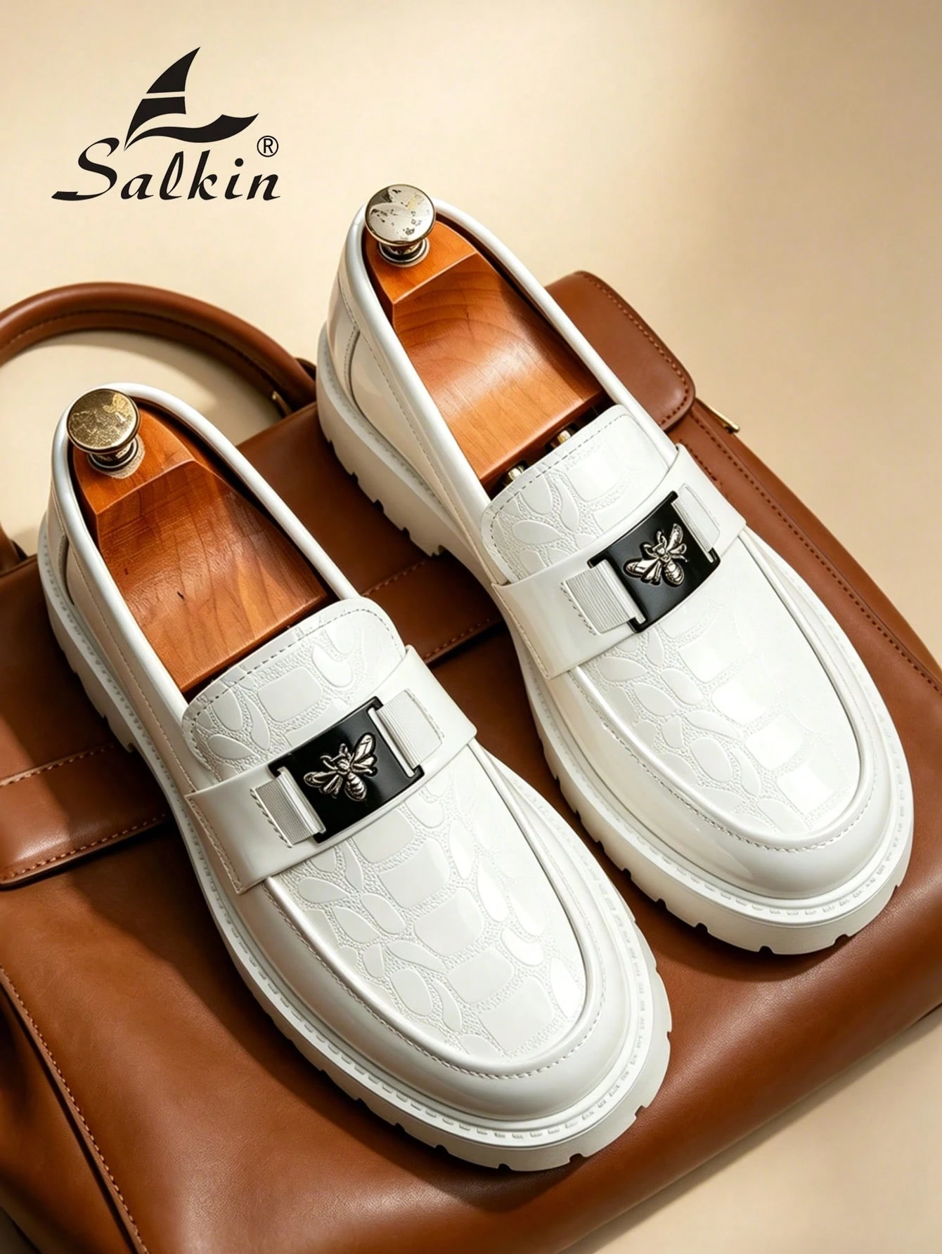 Salkin Nouvelles chaussures de créateur de mode pour hommes, mocassins sans lacets — vue 2