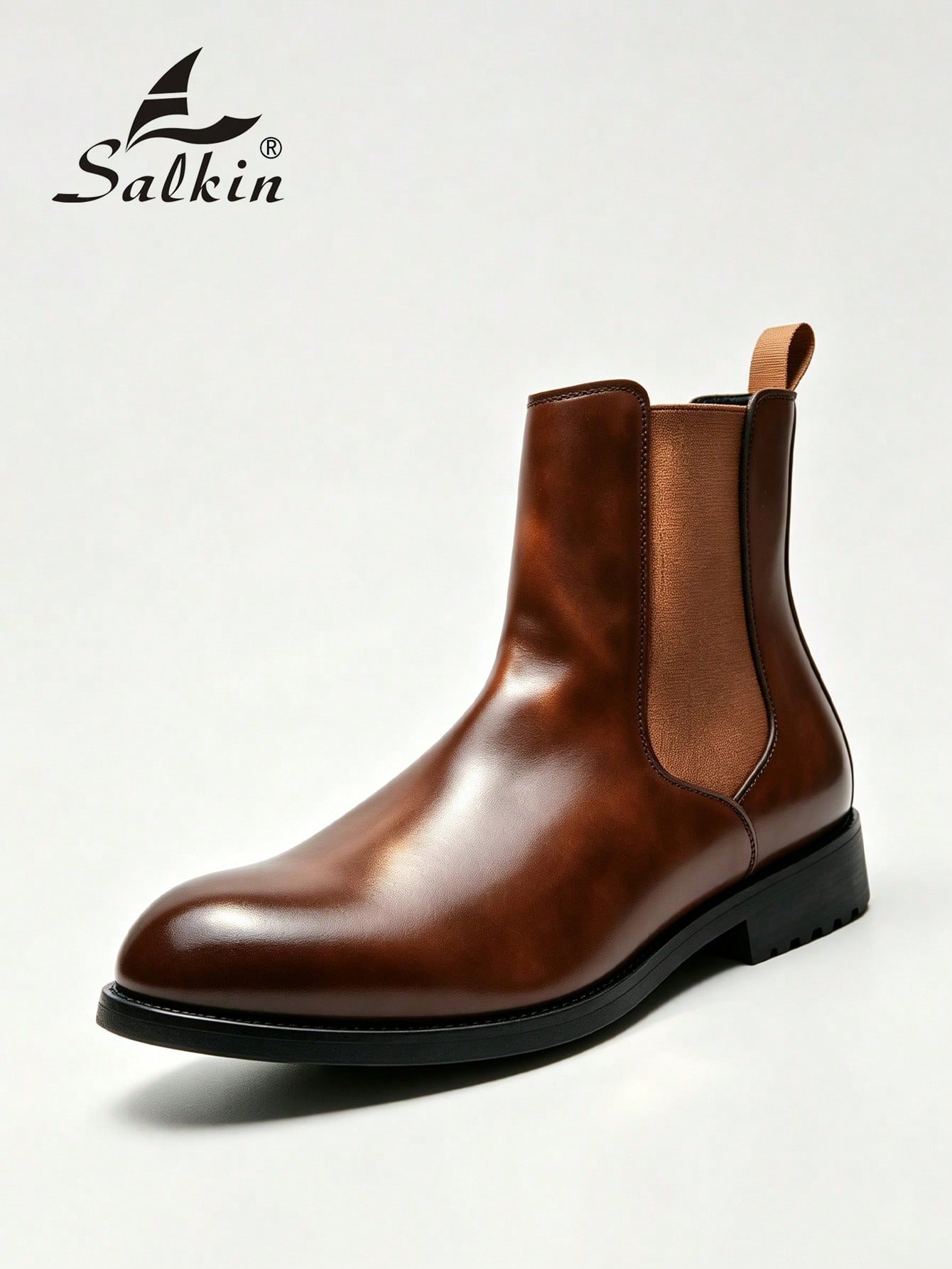 Salkin Bottes Chelsea vintage de designer pour hommes, design à enfiler, bout pointu,