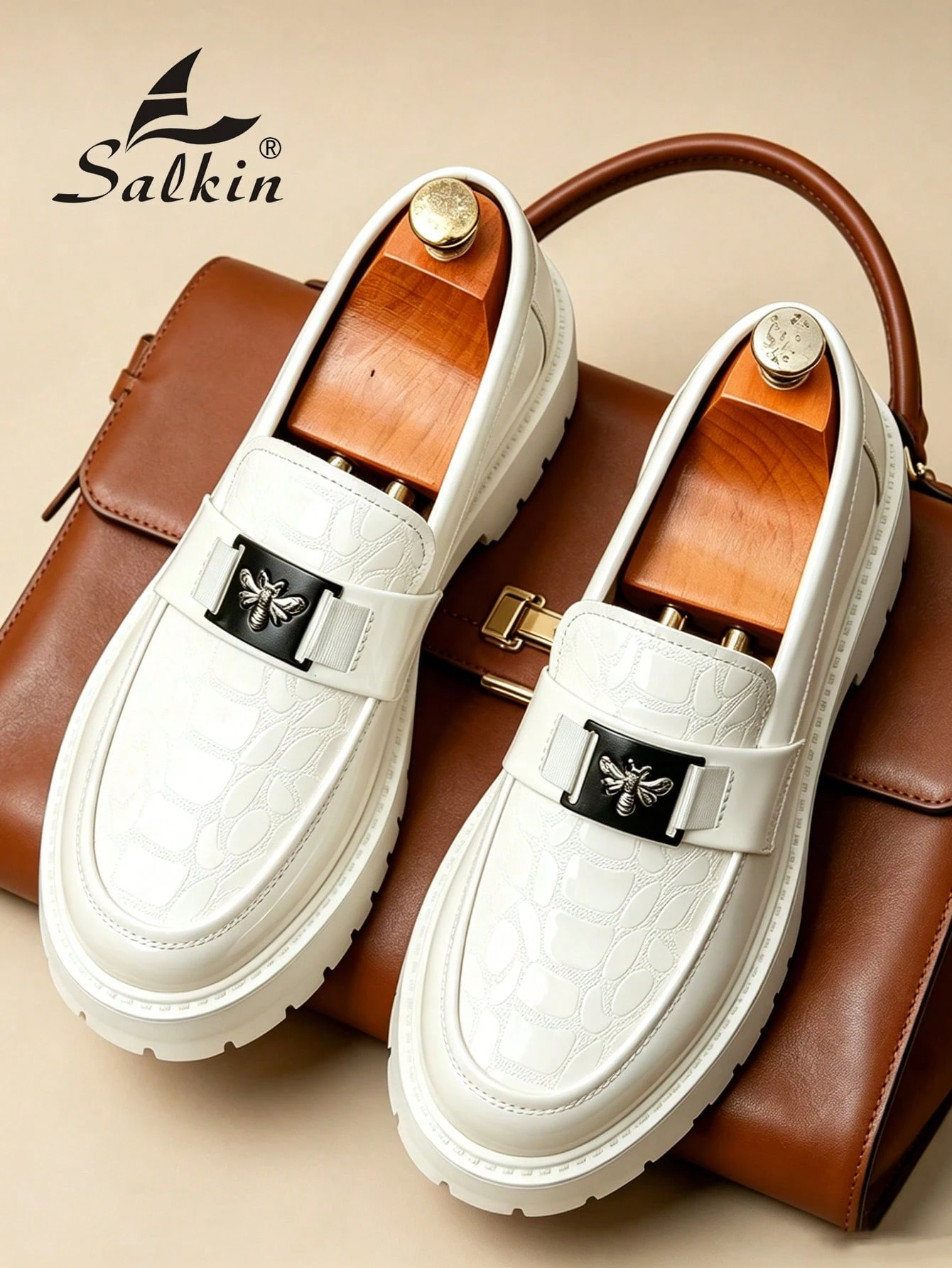 Salkin Nouvelles chaussures de créateur de mode pour hommes, mocassins sans lacets — vue 6
