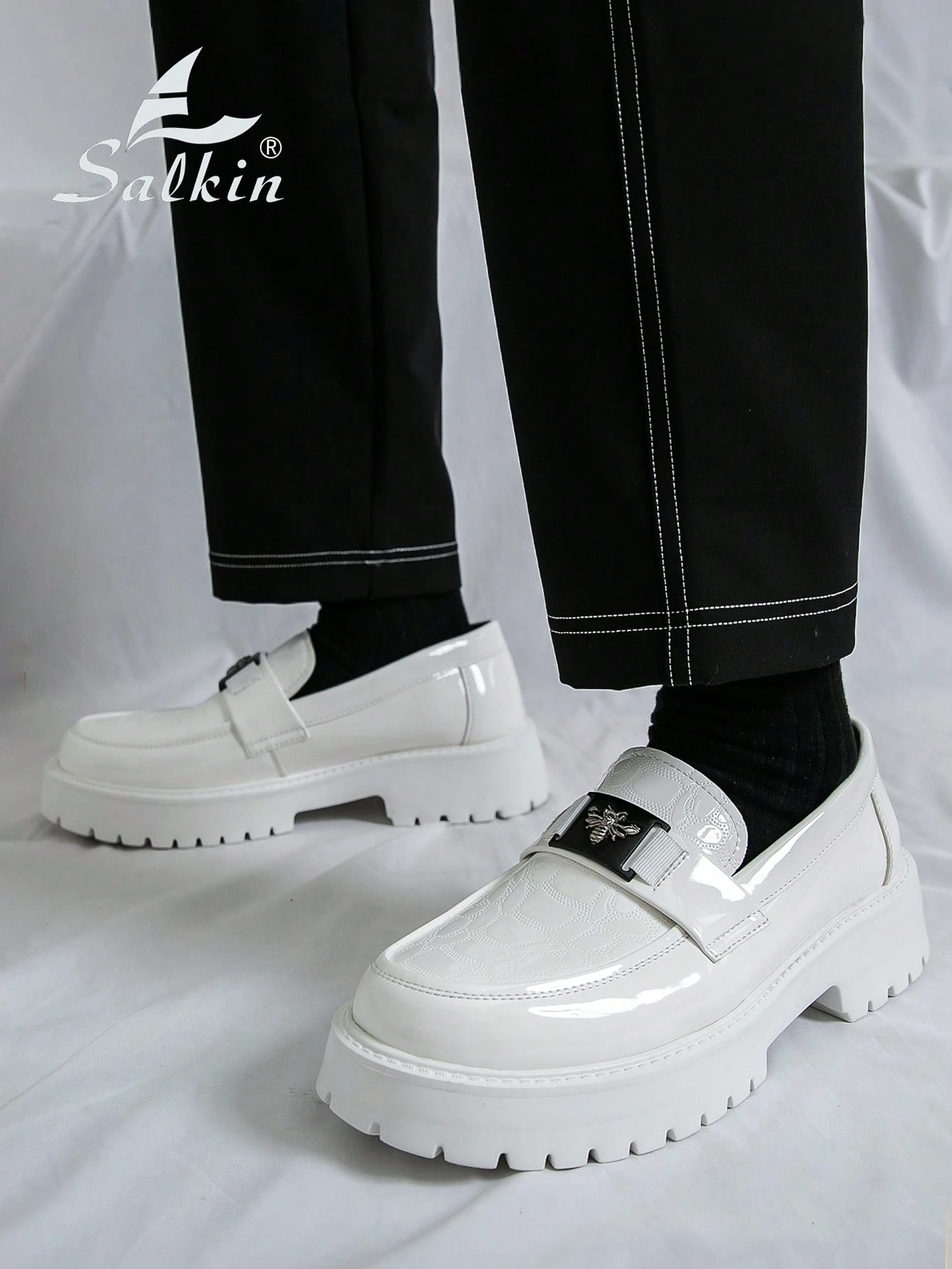 Salkin Nouvelles chaussures de créateur de mode pour hommes, mocassins sans lacets — vue 4