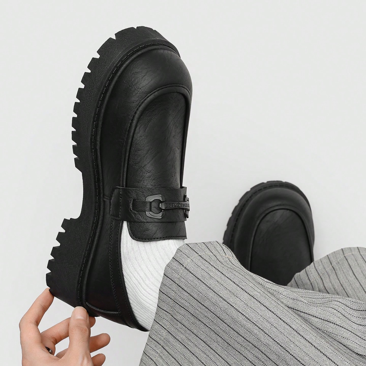 Chaussures Derby à enfiler pour hommes avec semelle épaisse et gros orteil, chaussures — vue 6