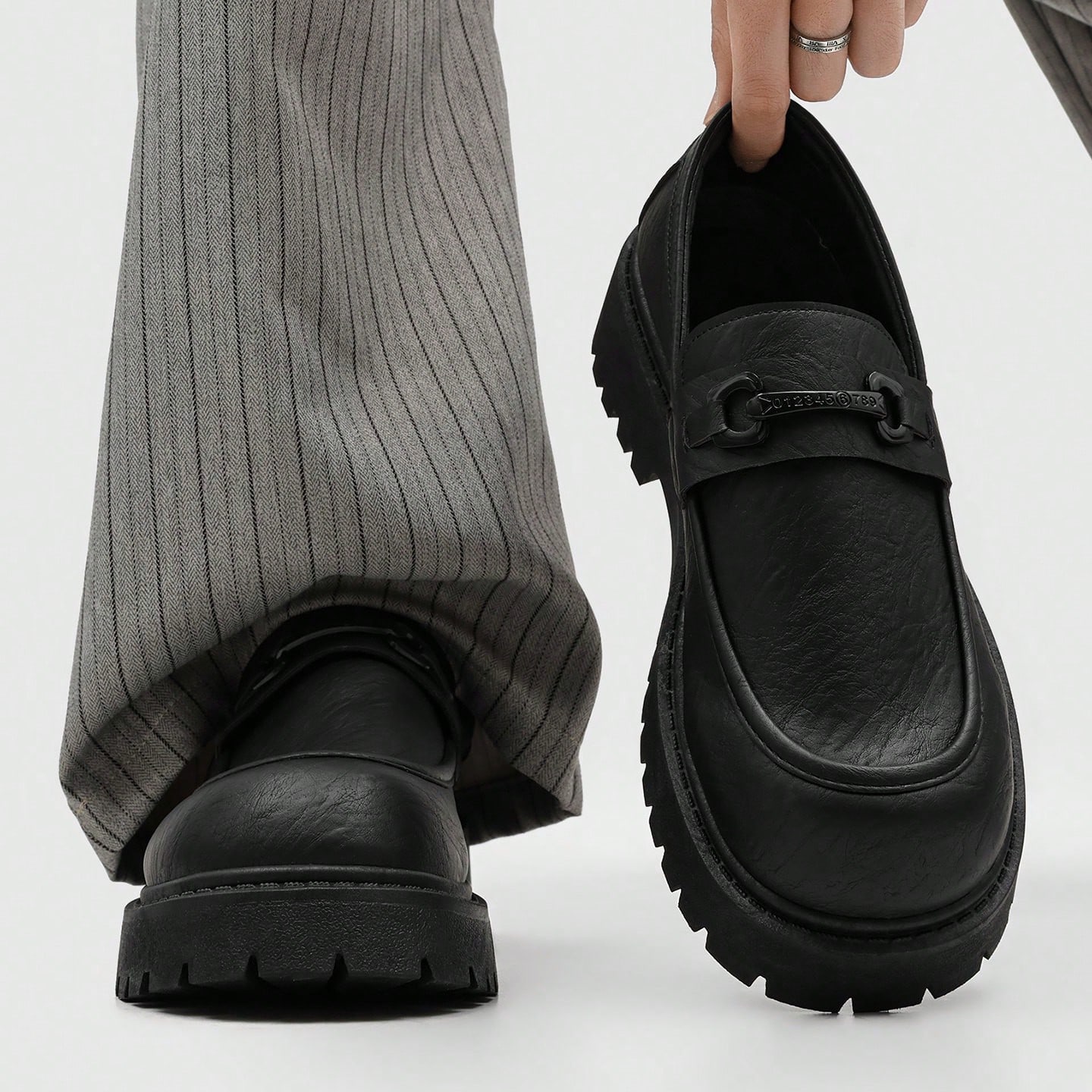 Chaussures Derby à enfiler pour hommes avec semelle épaisse et gros orteil, chaussures — vue 3