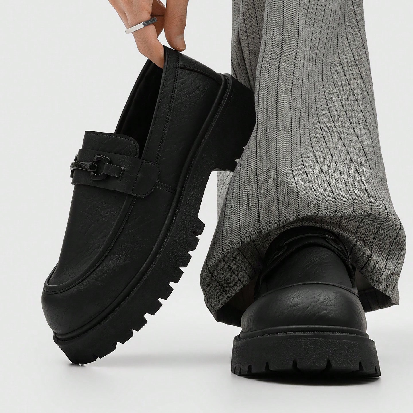 Chaussures Derby à enfiler pour hommes avec semelle épaisse et gros orteil, chaussures — vue 4