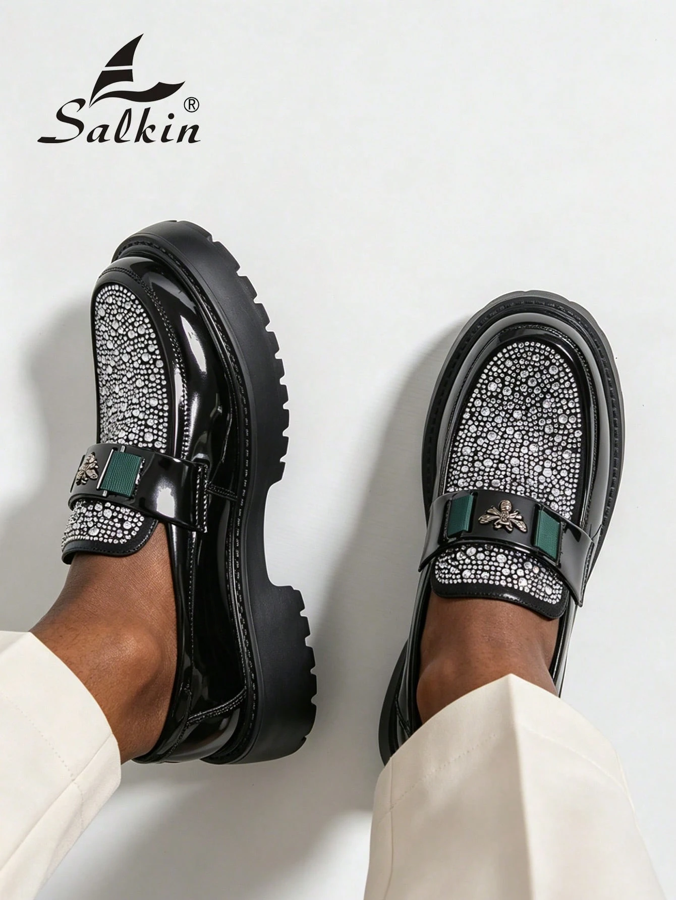 Salkin Nouvelles chaussures de créateur de mode pour hommes, mocassins sans lacets — vue 11