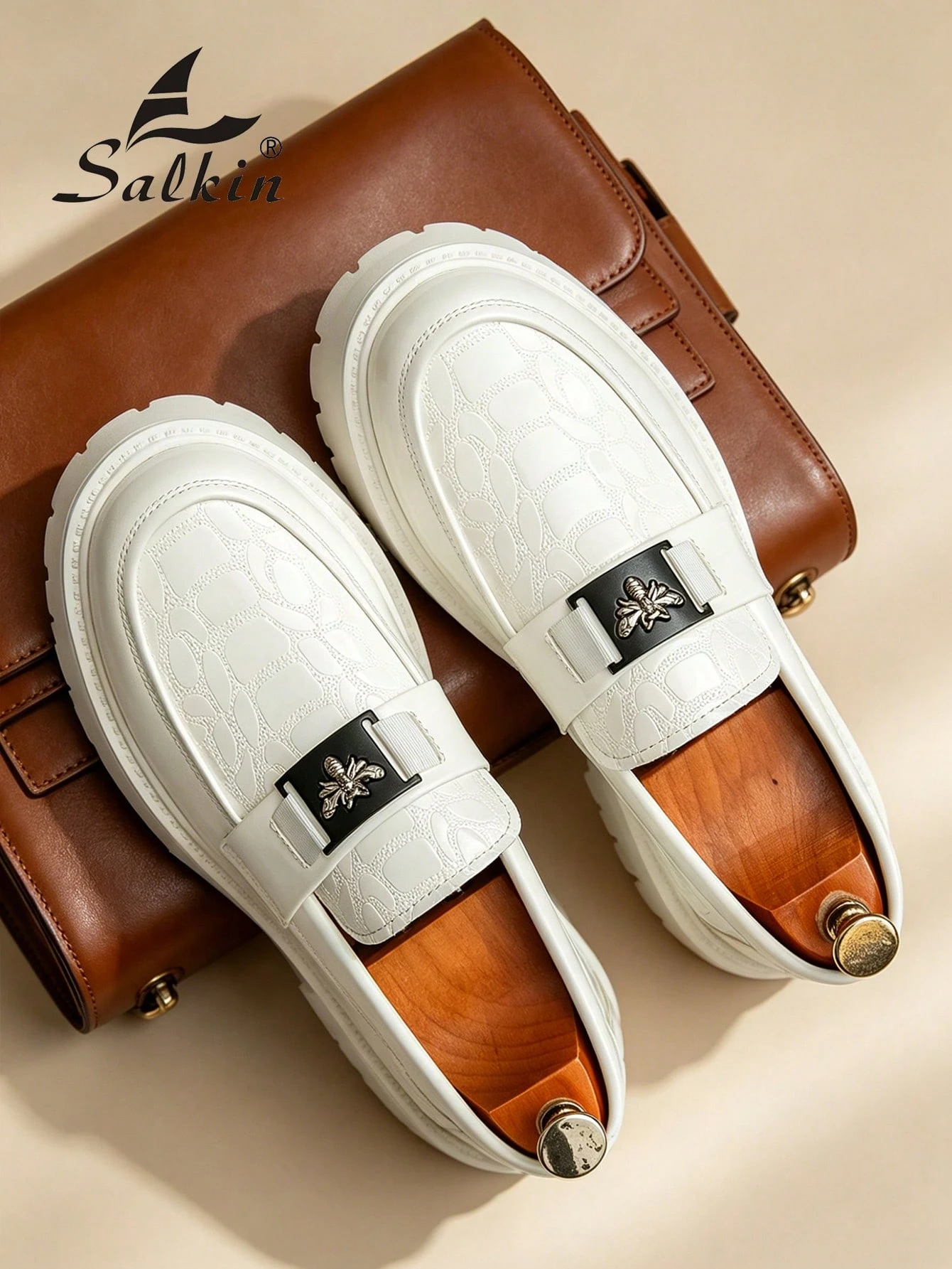 Salkin Nouvelles chaussures de créateur de mode pour hommes, mocassins sans lacets — vue 10