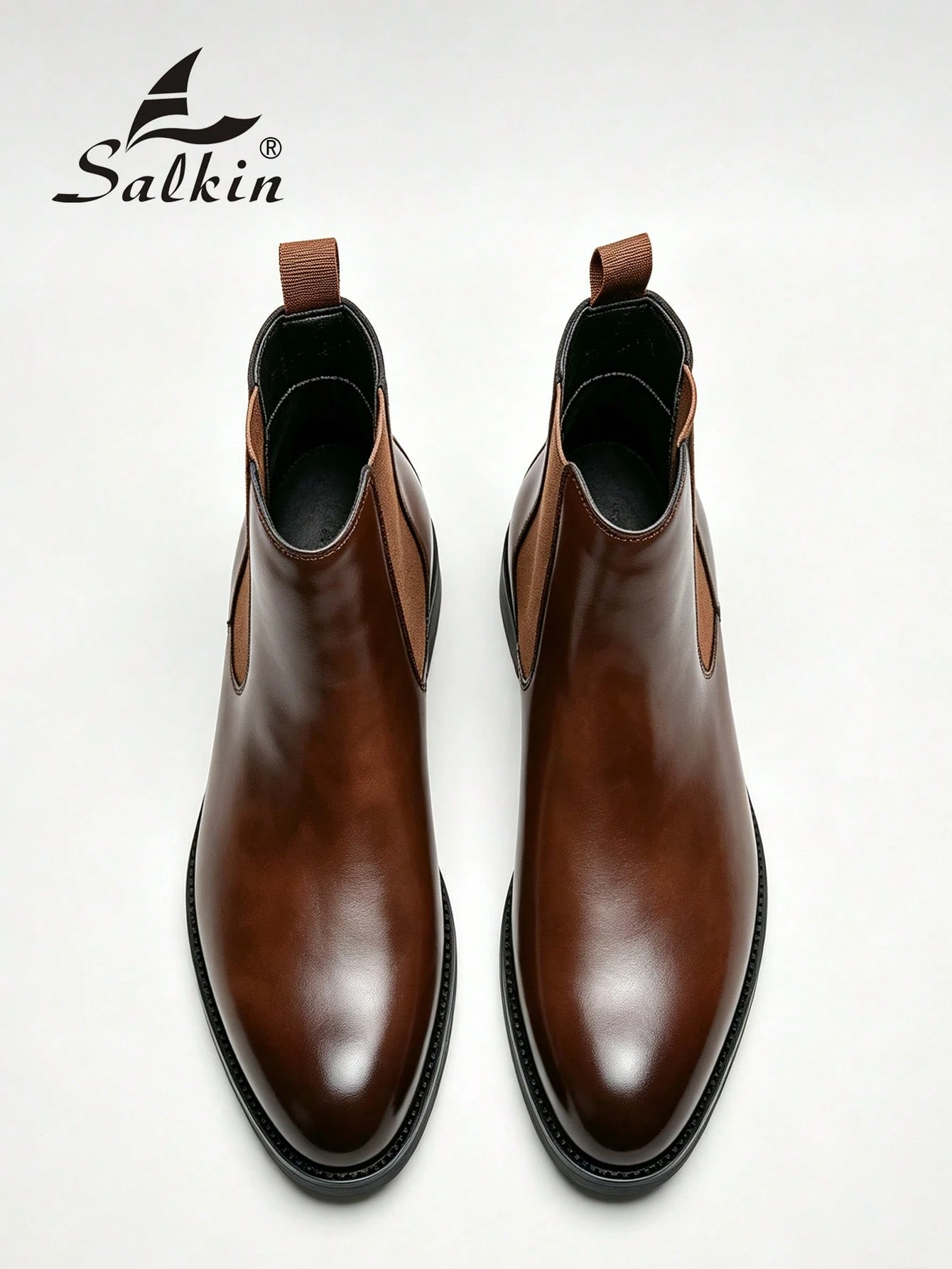 Salkin Bottes Chelsea vintage de designer pour hommes, design à enfiler, bout pointu, — vue 10