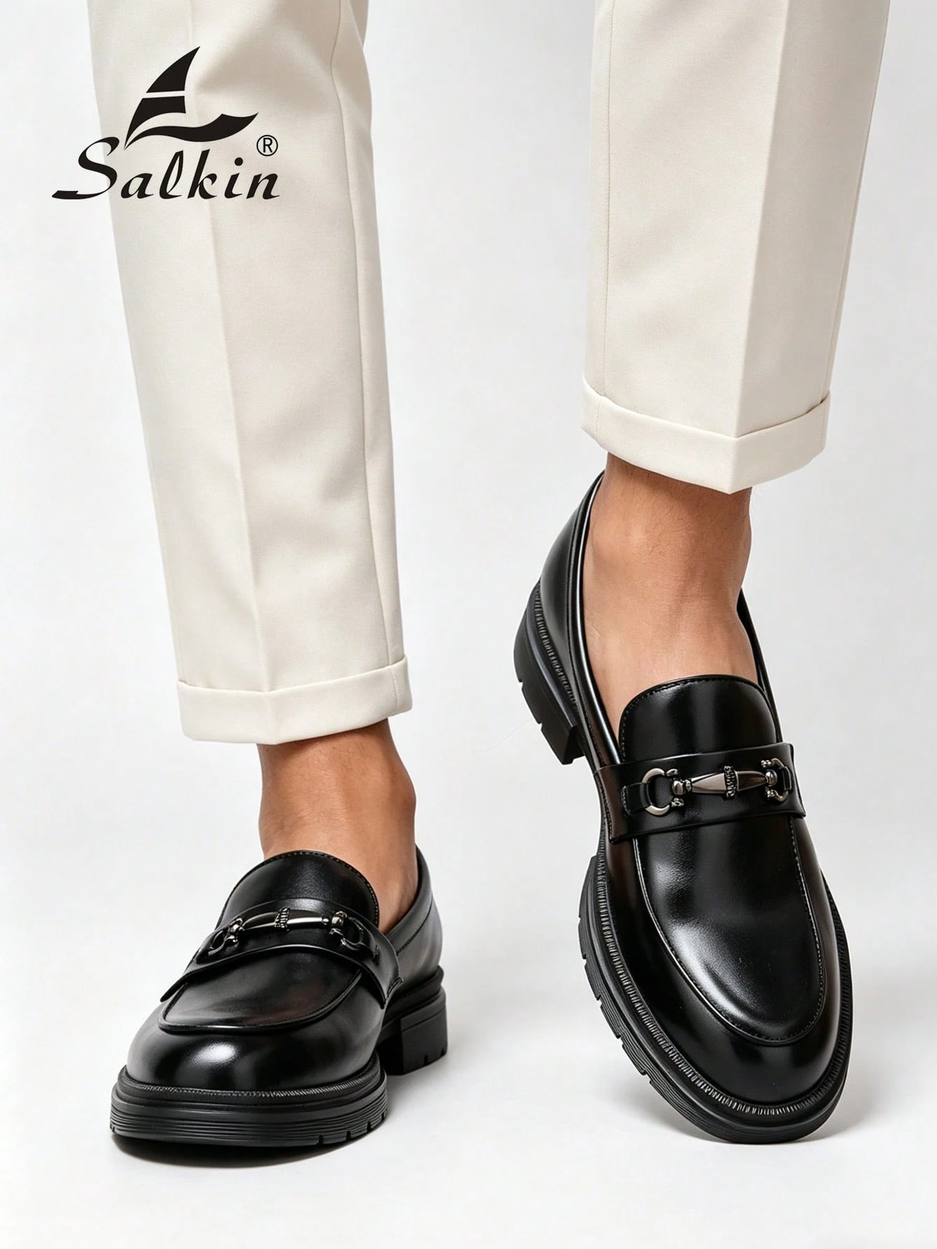 Salkin Mocassins sans lacets de style britannique pour hommes, chaussures avec décoration — vue 6