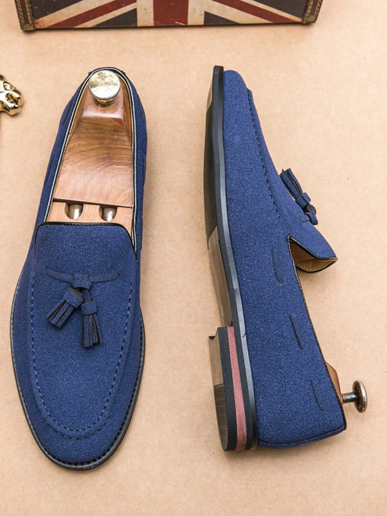 Mocassins mat de style britannique pour hommes avec glands et surpiqûres en haricot, — vue 5