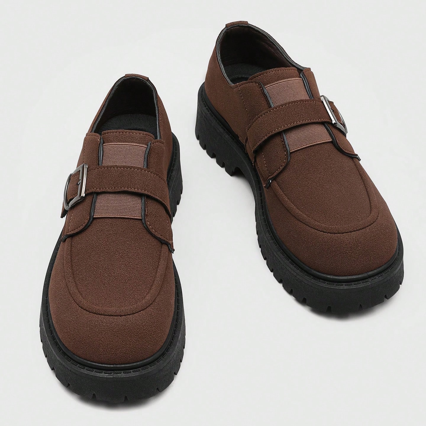 Mocassins à semelle épaisse et bout rond pour hommes jeunes, chaussures Derby style — vue 4