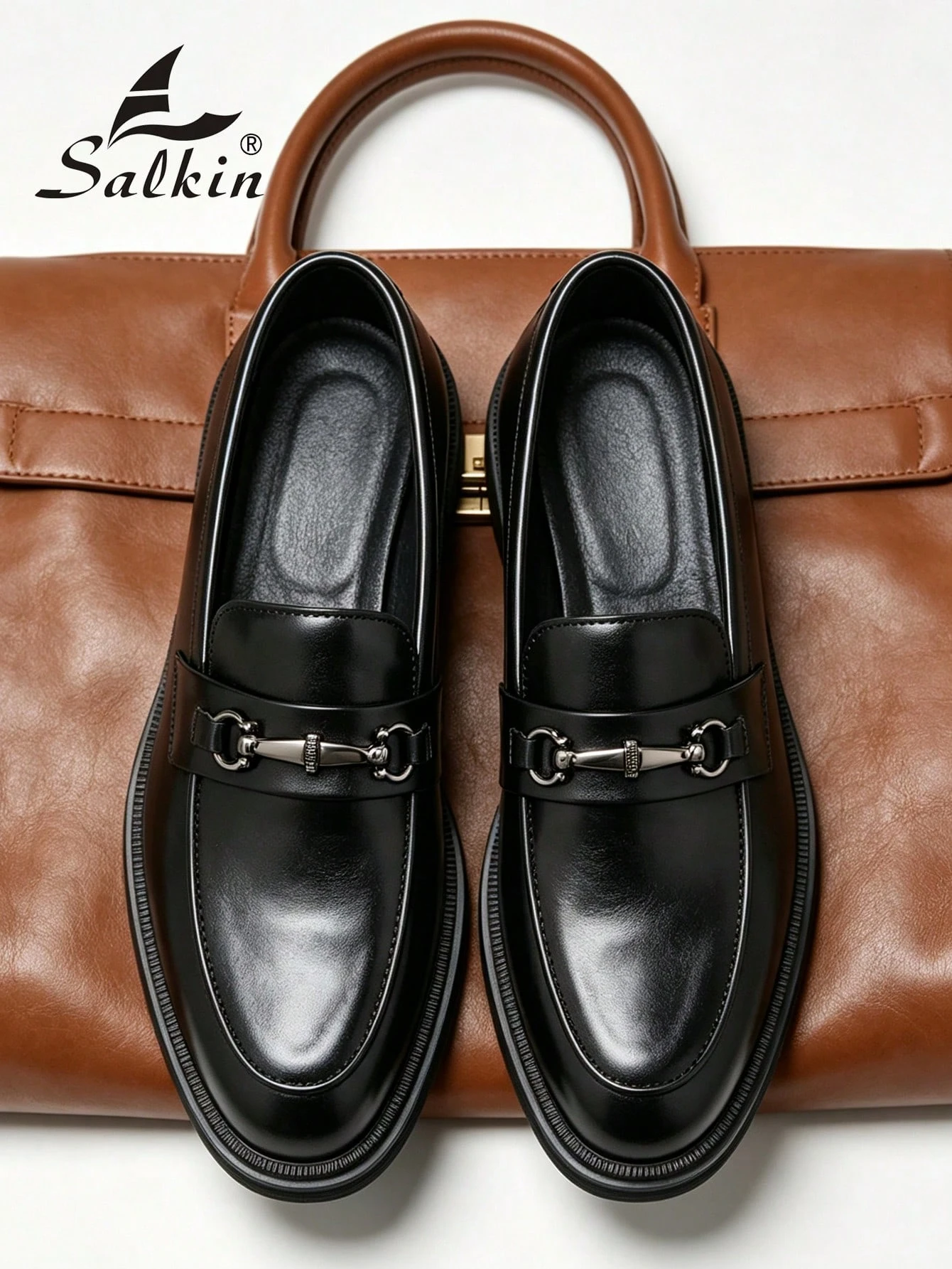 Salkin Mocassins sans lacets de style britannique pour hommes, chaussures avec décoration — vue 10