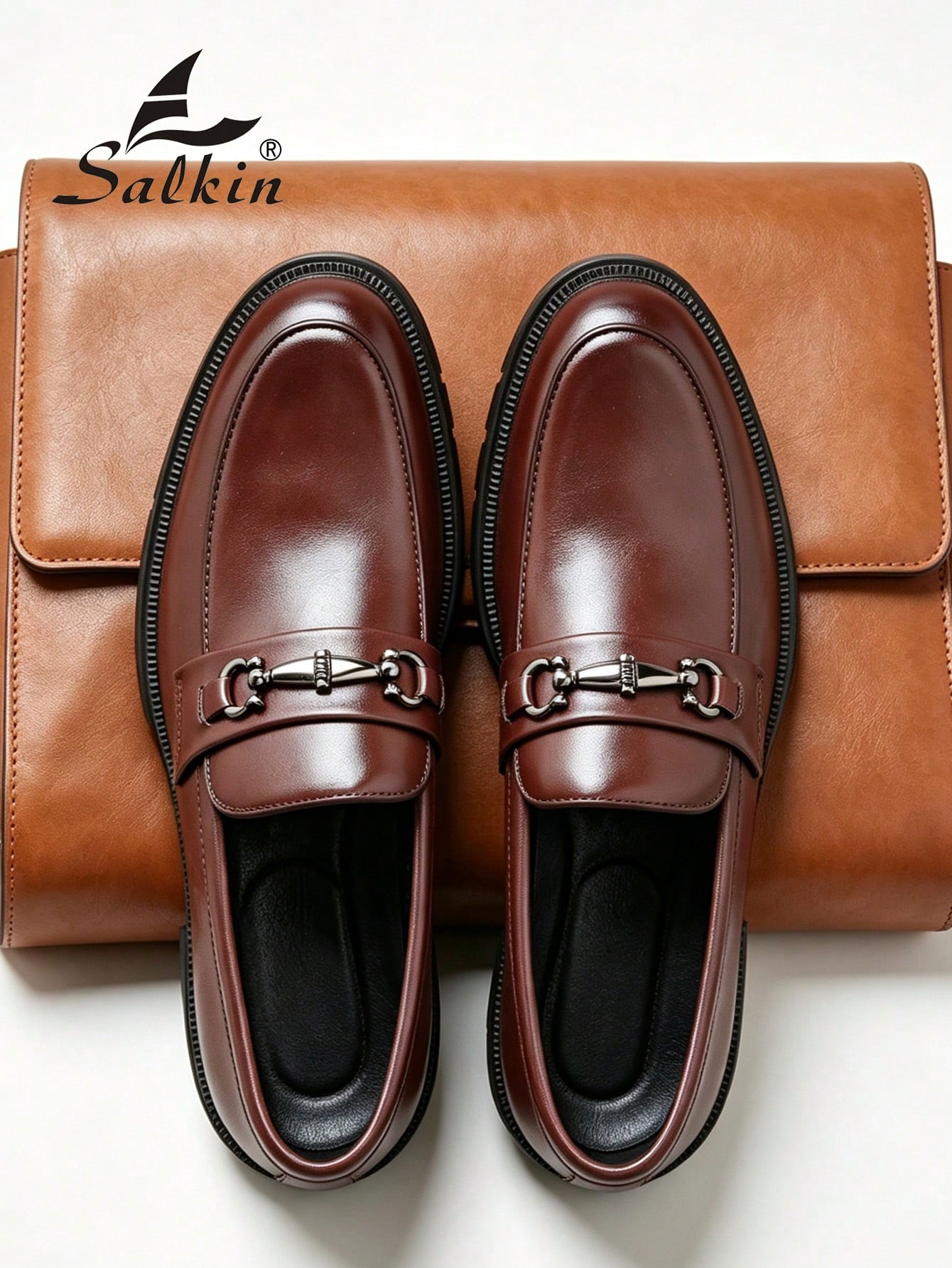 Salkin Mocassins sans lacets de style britannique pour hommes, chaussures avec décoration — vue 9