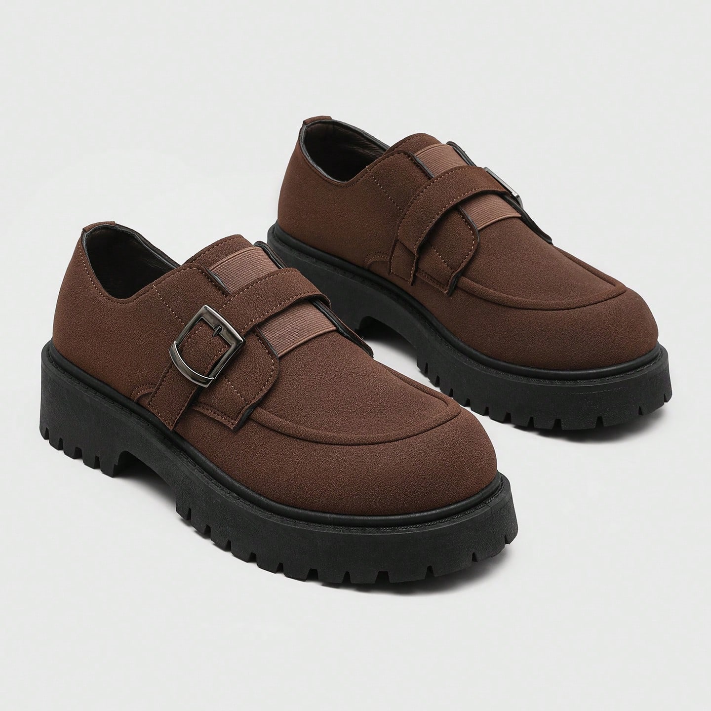 Mocassins à semelle épaisse et bout rond pour hommes jeunes, chaussures Derby style — vue 5