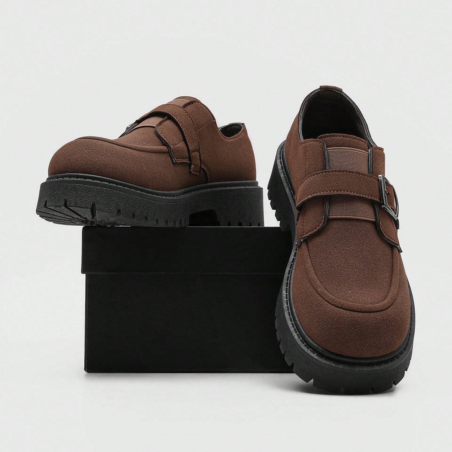 Mocassins à semelle épaisse et bout rond pour hommes jeunes, chaussures Derby style — vue 6