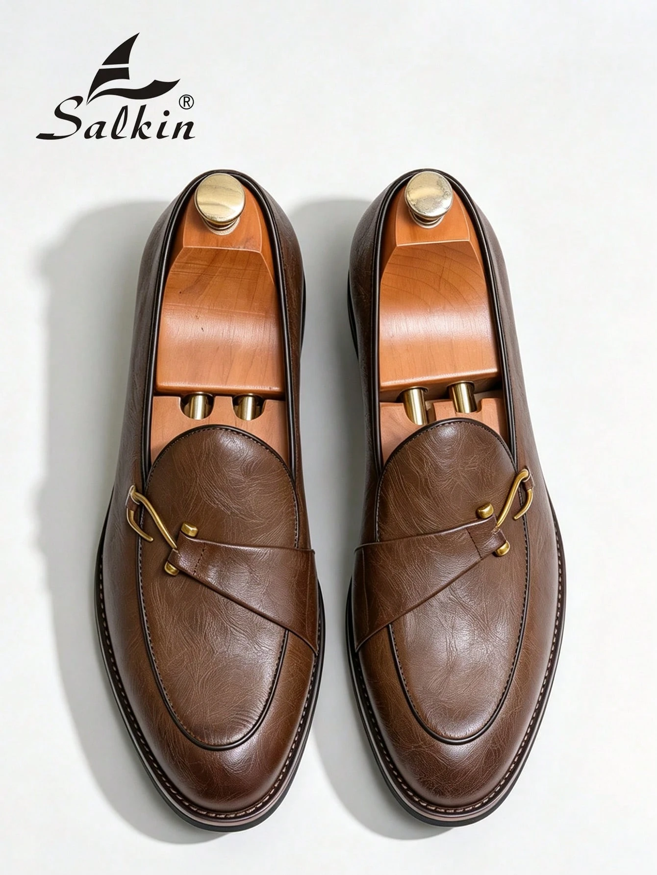 Salkin Mocassins à enfiler de luxe vintage pour hommes, chaussures élégantes pour — vue 7