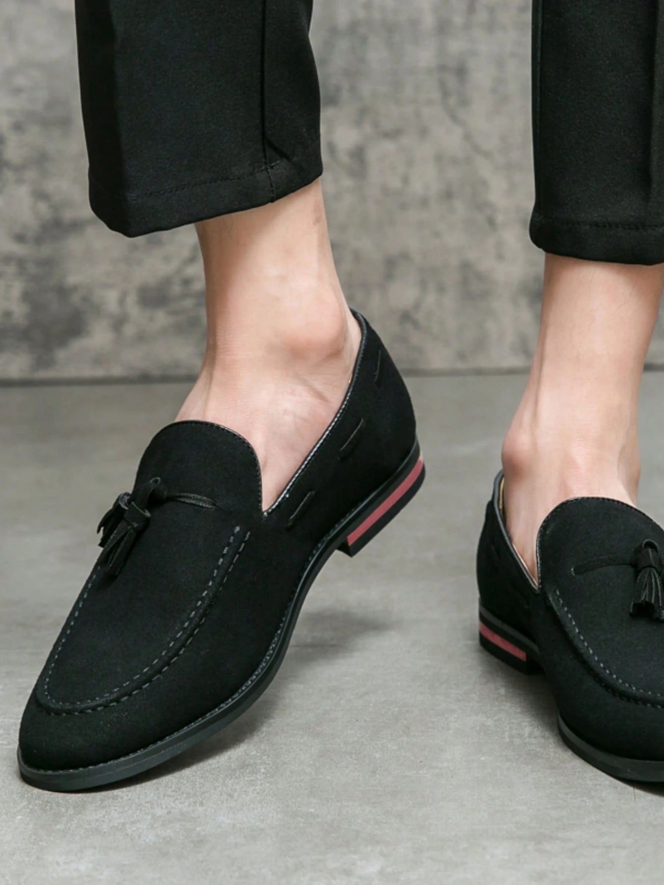 Mocassins mat de style britannique pour hommes avec glands et surpiqûres en haricot, — vue 10