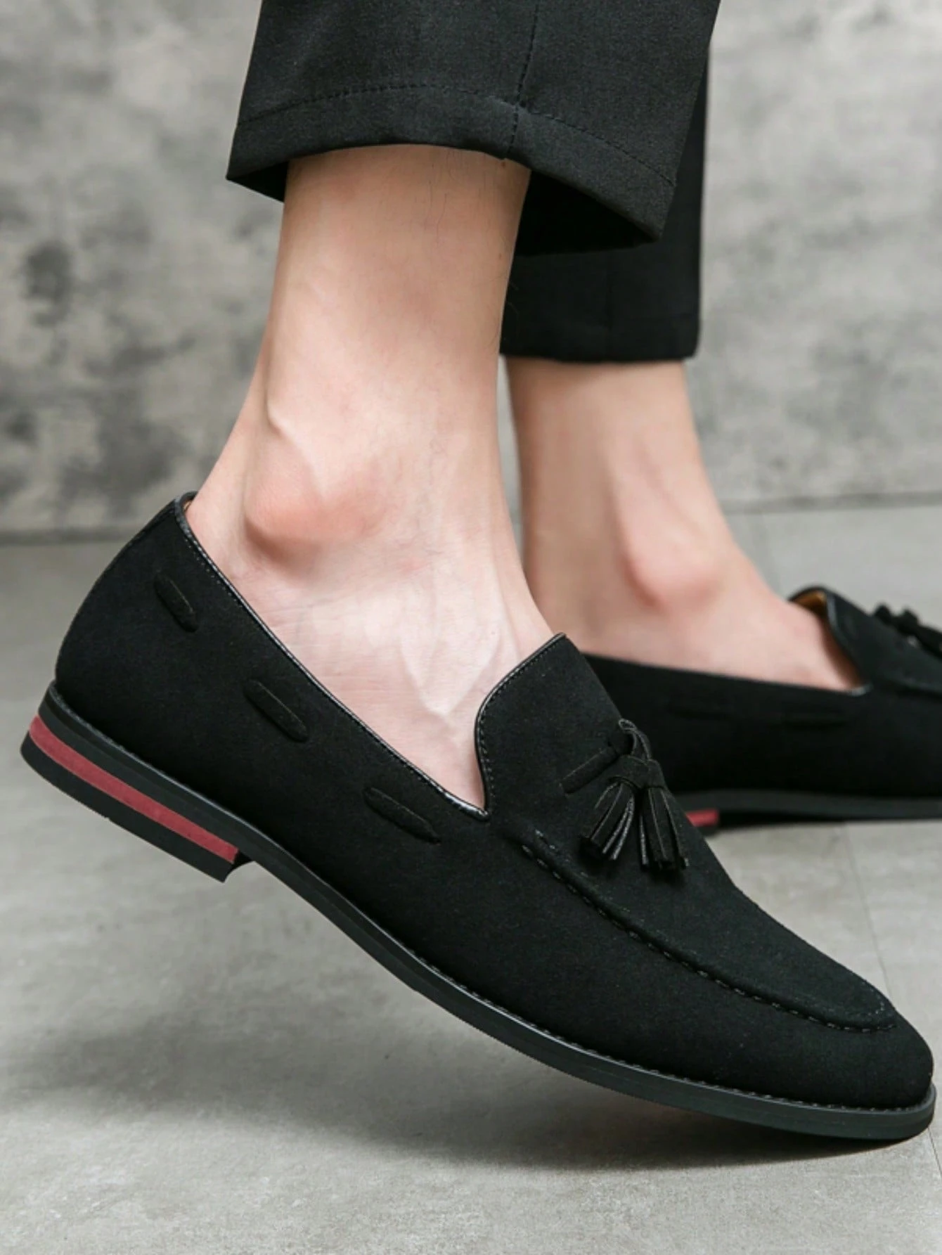 Mocassins mat de style britannique pour hommes avec glands et surpiqûres en haricot, — vue 12