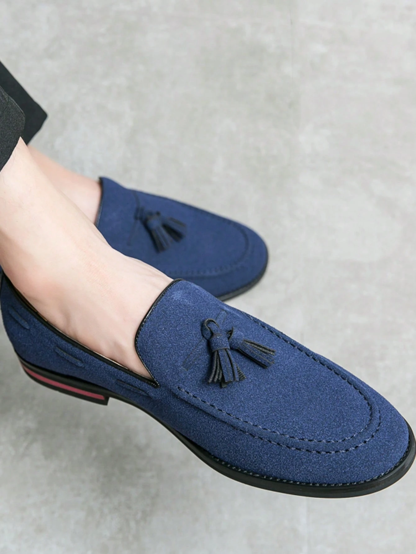 Mocassins mat de style britannique pour hommes avec glands et surpiqûres en haricot, — vue 7