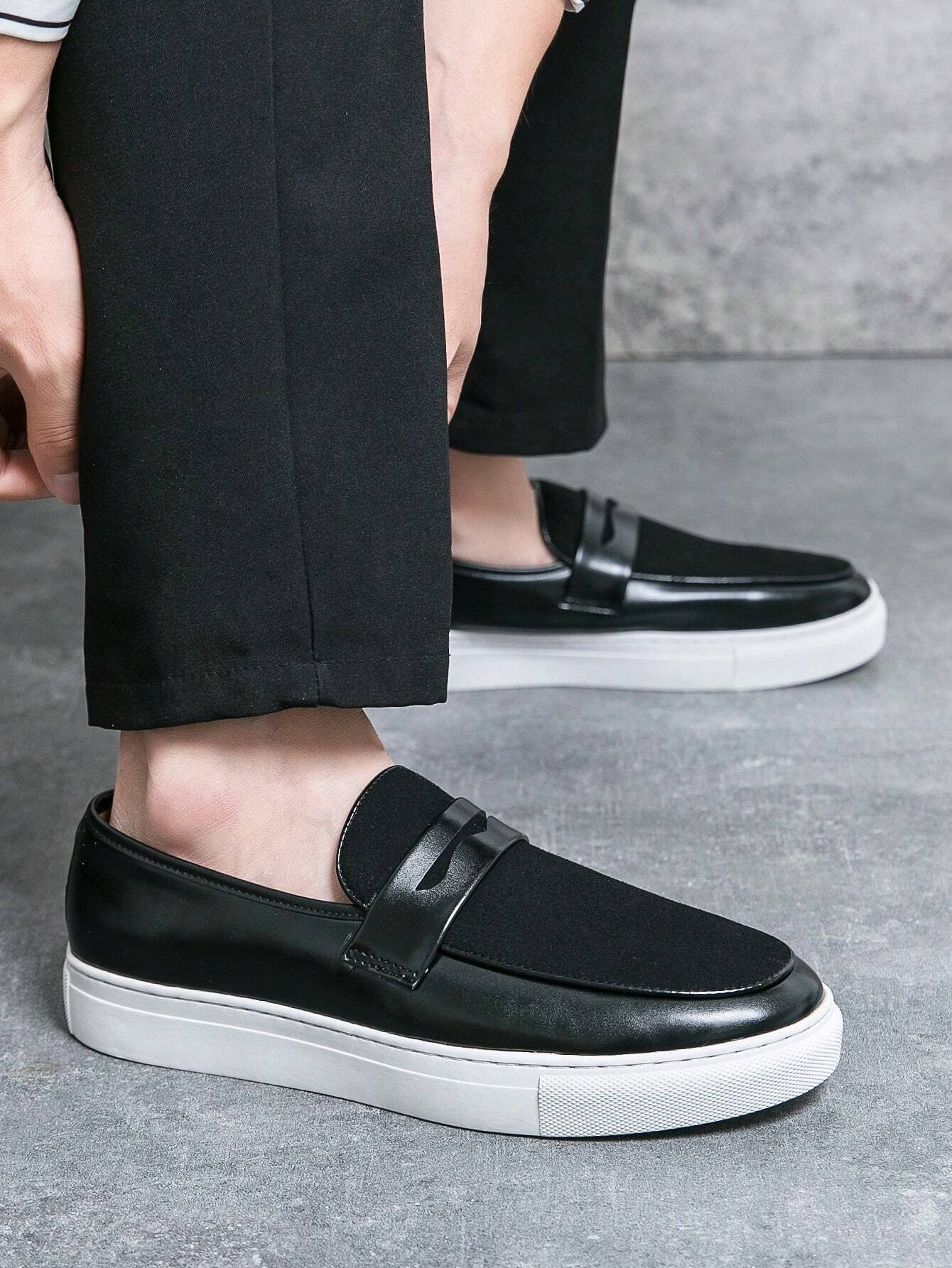 Chaussures de ville casual à semelle plate et style sport, couleur unie pour hommes — vue 8