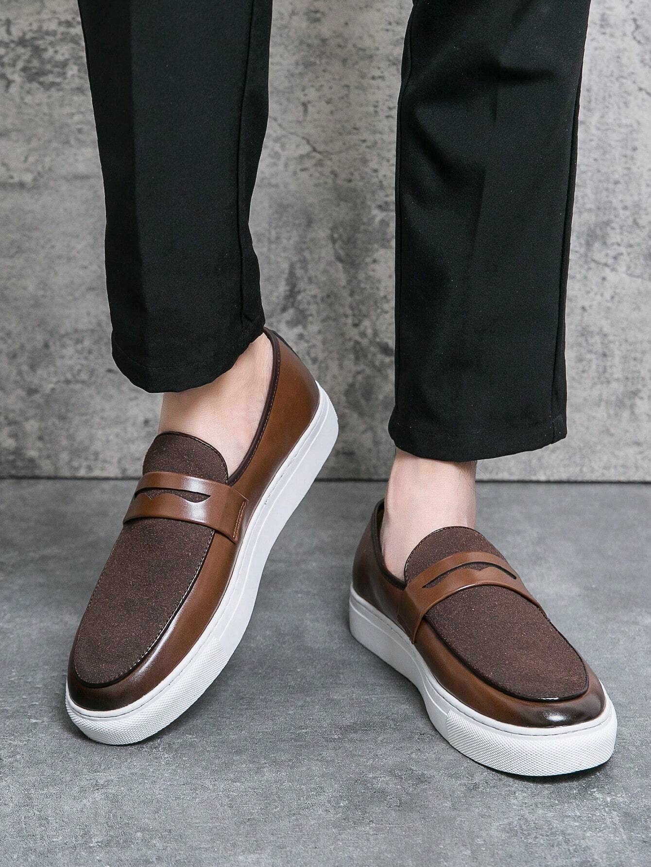 Chaussures de ville casual à semelle plate et style sport, couleur unie pour hommes — vue 7