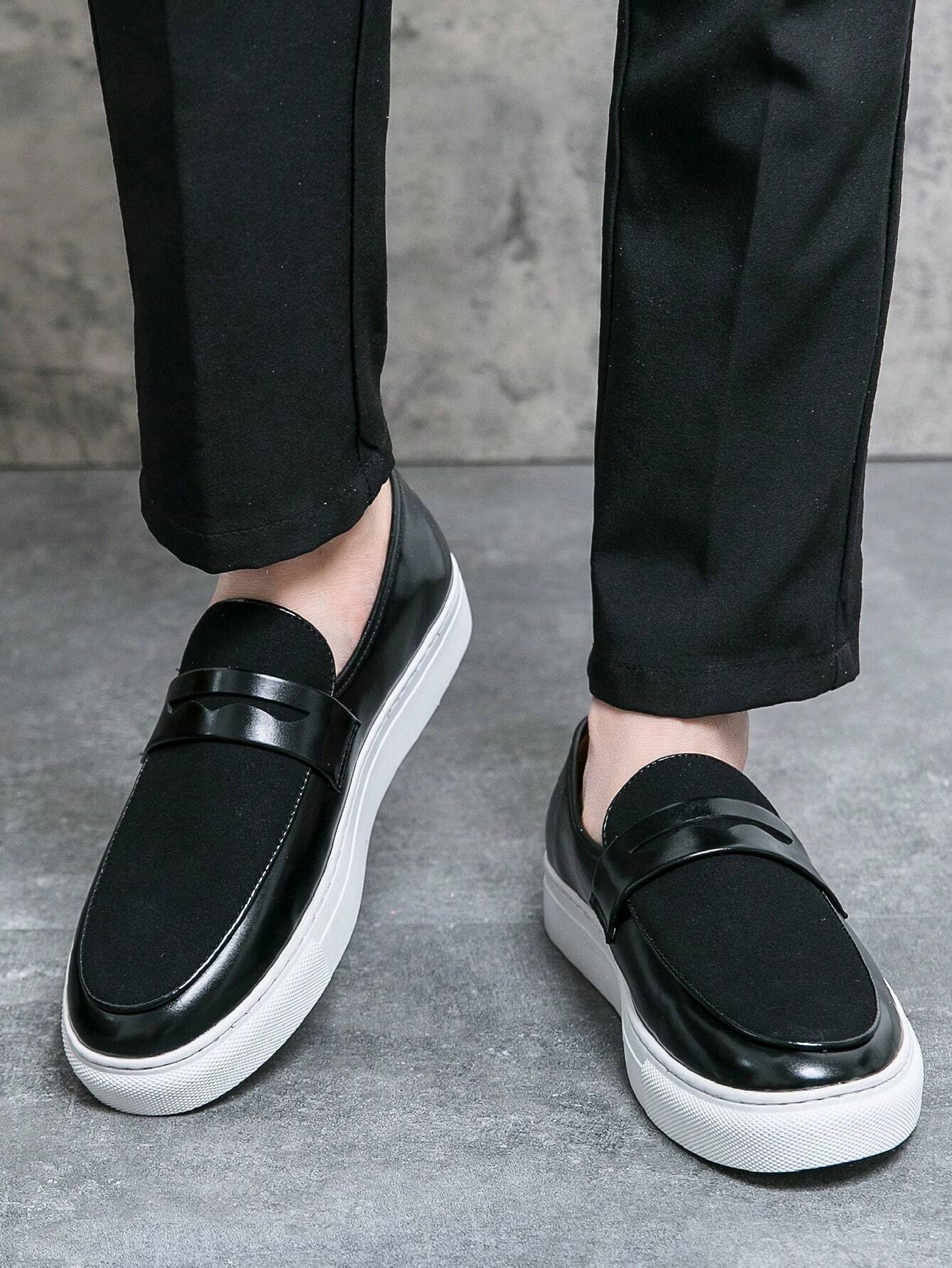 Chaussures de ville casual à semelle plate et style sport, couleur unie pour hommes — vue 10