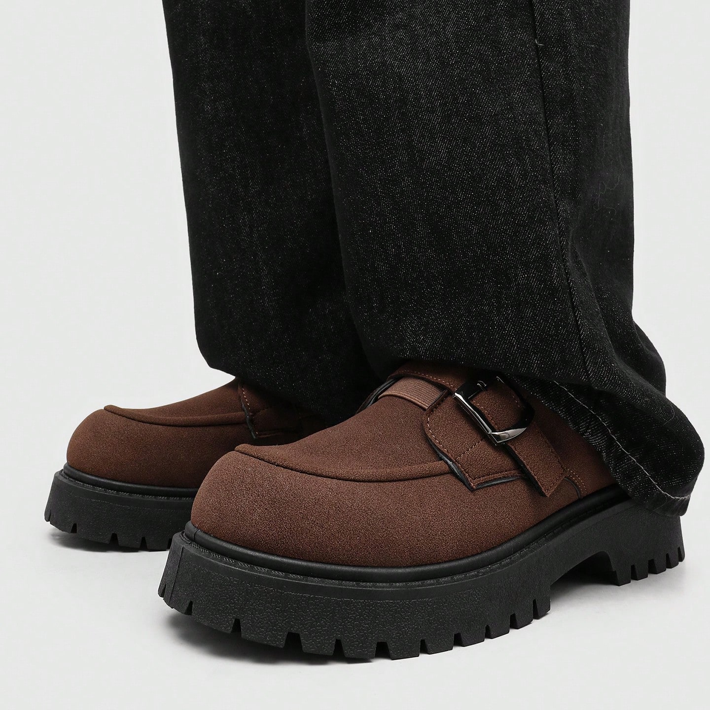 Mocassins à semelle épaisse et bout rond pour hommes jeunes, chaussures Derby style — vue 9