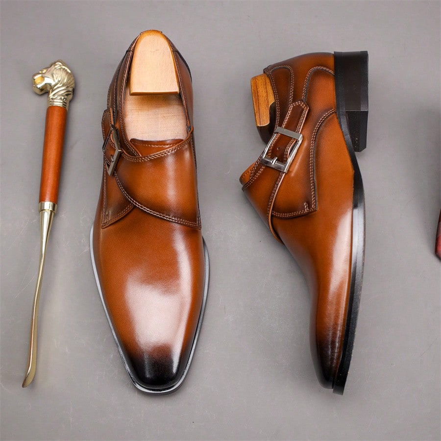 Chaussures de bureau classiques pour hommes, avec boucle unique, chaussures de cérémonie — vue 6