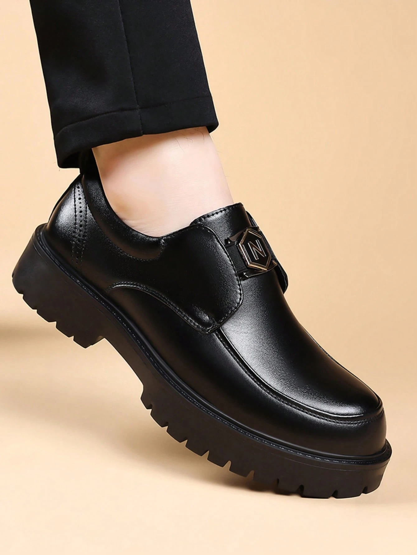 Mocassins formels à enfiler pour hommes, style britannique, semelle épaisse confortable, — vue 3